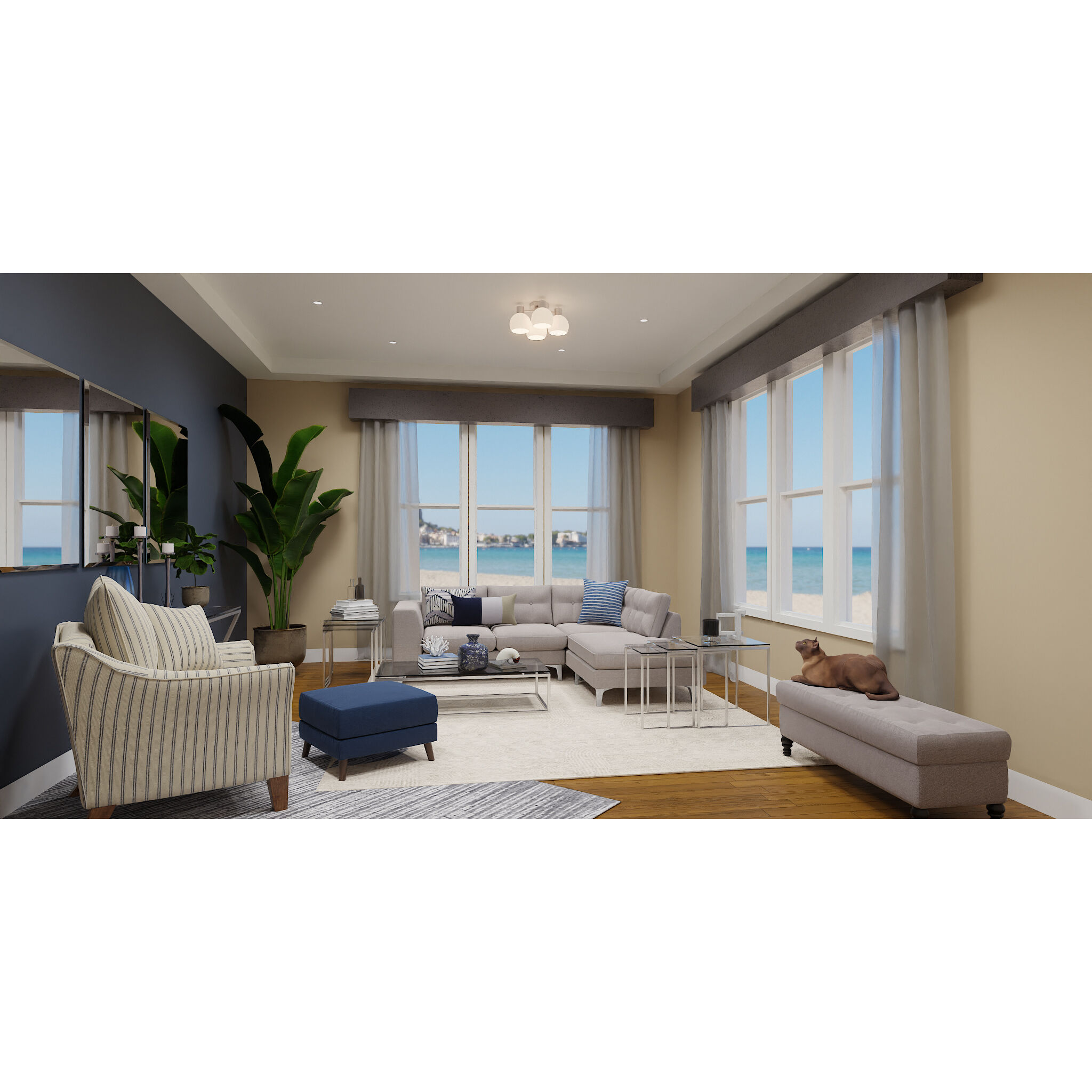 Donahue 4 Light 18 inch Brushed Nickel Semi-Flush Mount Ceiling Light