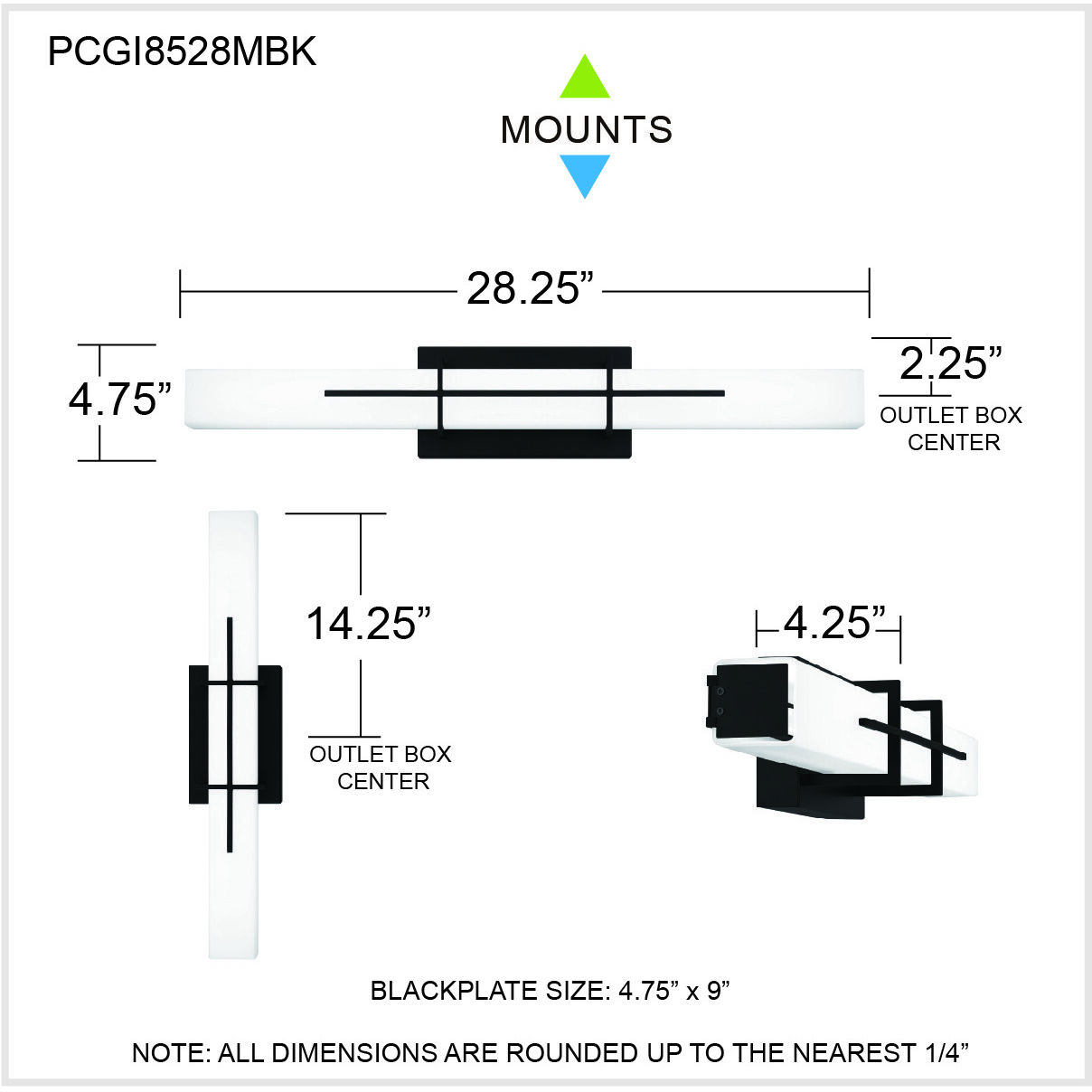 Gemini LED 28.25 inch Matte Black Bath Light Wall Light