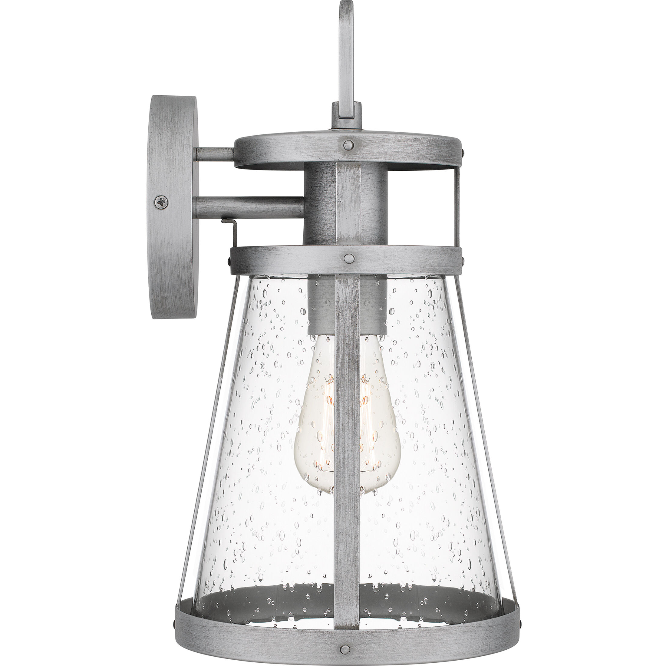 Barber 1 Light 15 inch Antique Brushed Aluminum Outdoor Wall Lantern