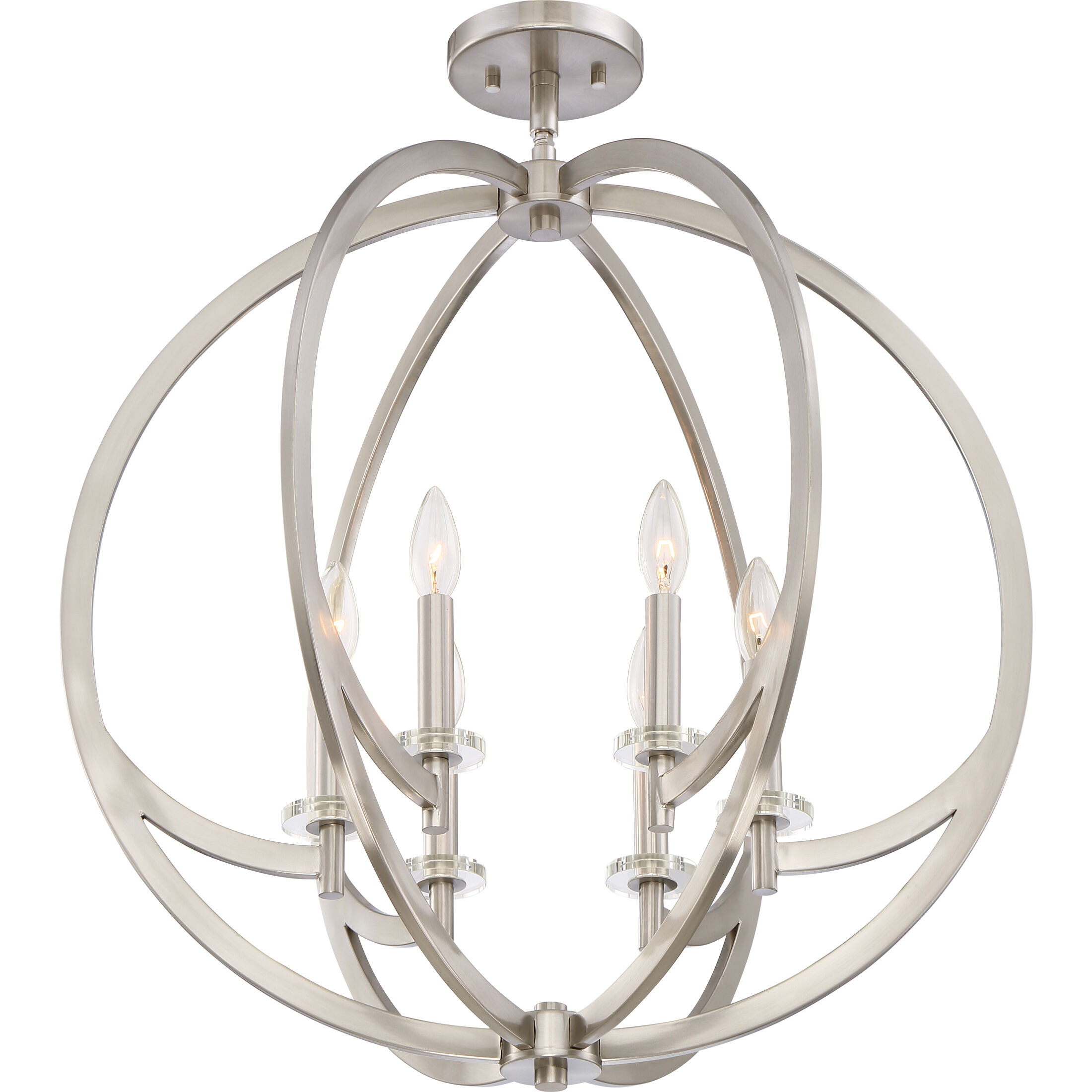 Orion 6 Light 24 inch Brushed Nickel Foyer Pendant Ceiling Light