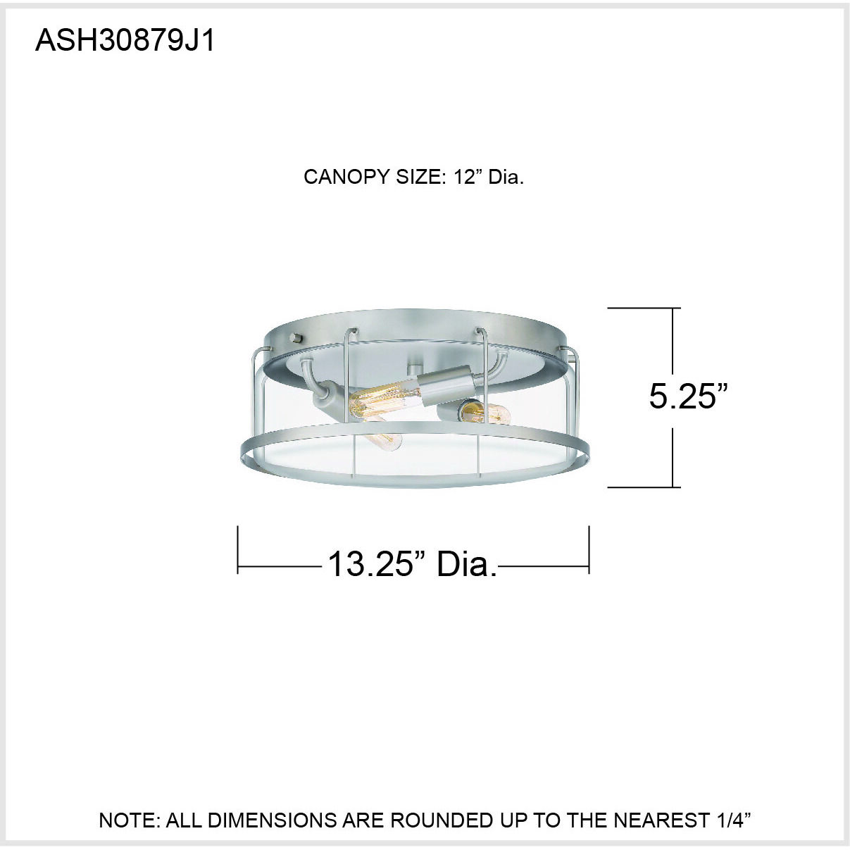 Ludlow 3 Light 13.25 inch Brushed Nickel Flush Mount Ceiling Light