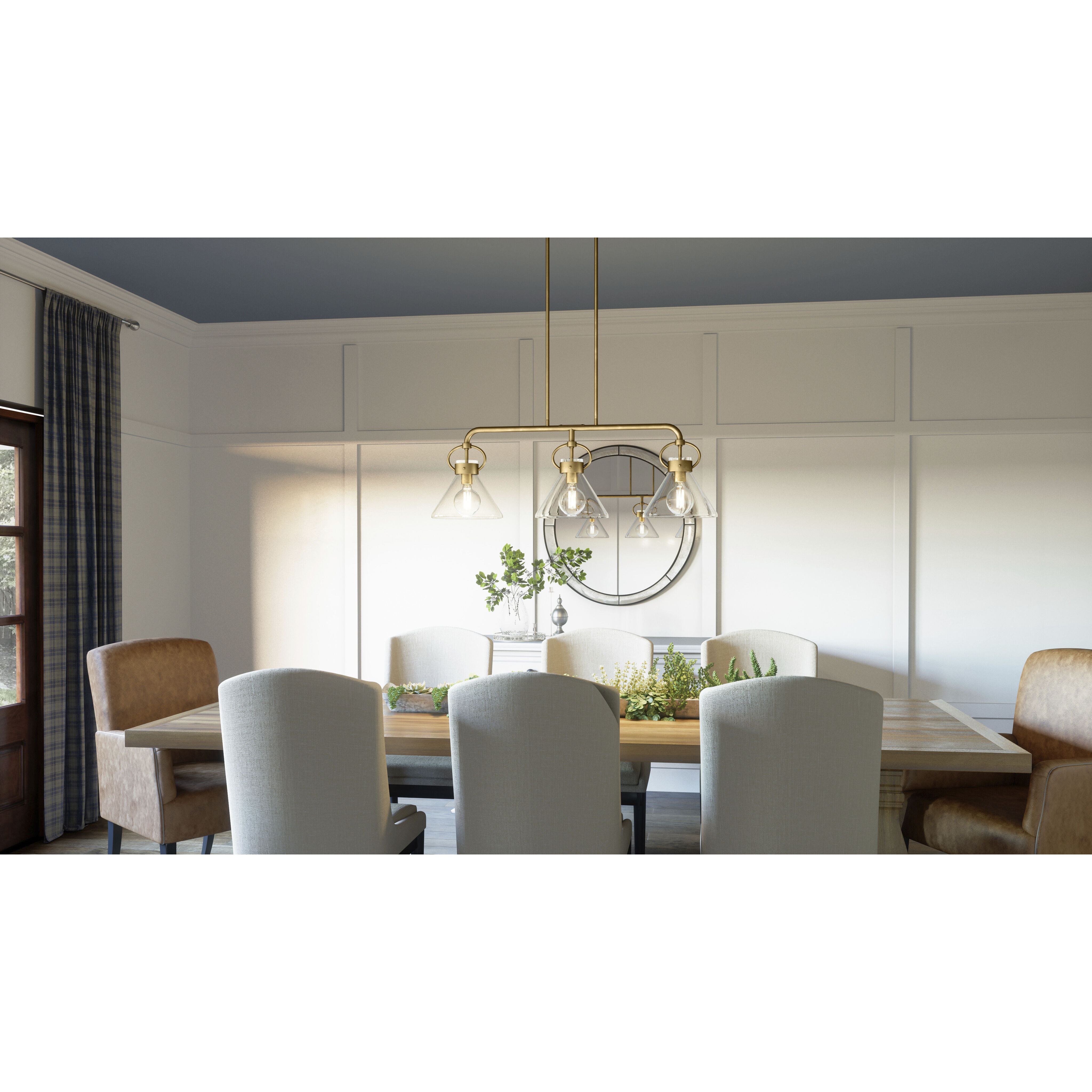 Webster 3 Light 36 inch Weathered Brass Island Light Ceiling Light