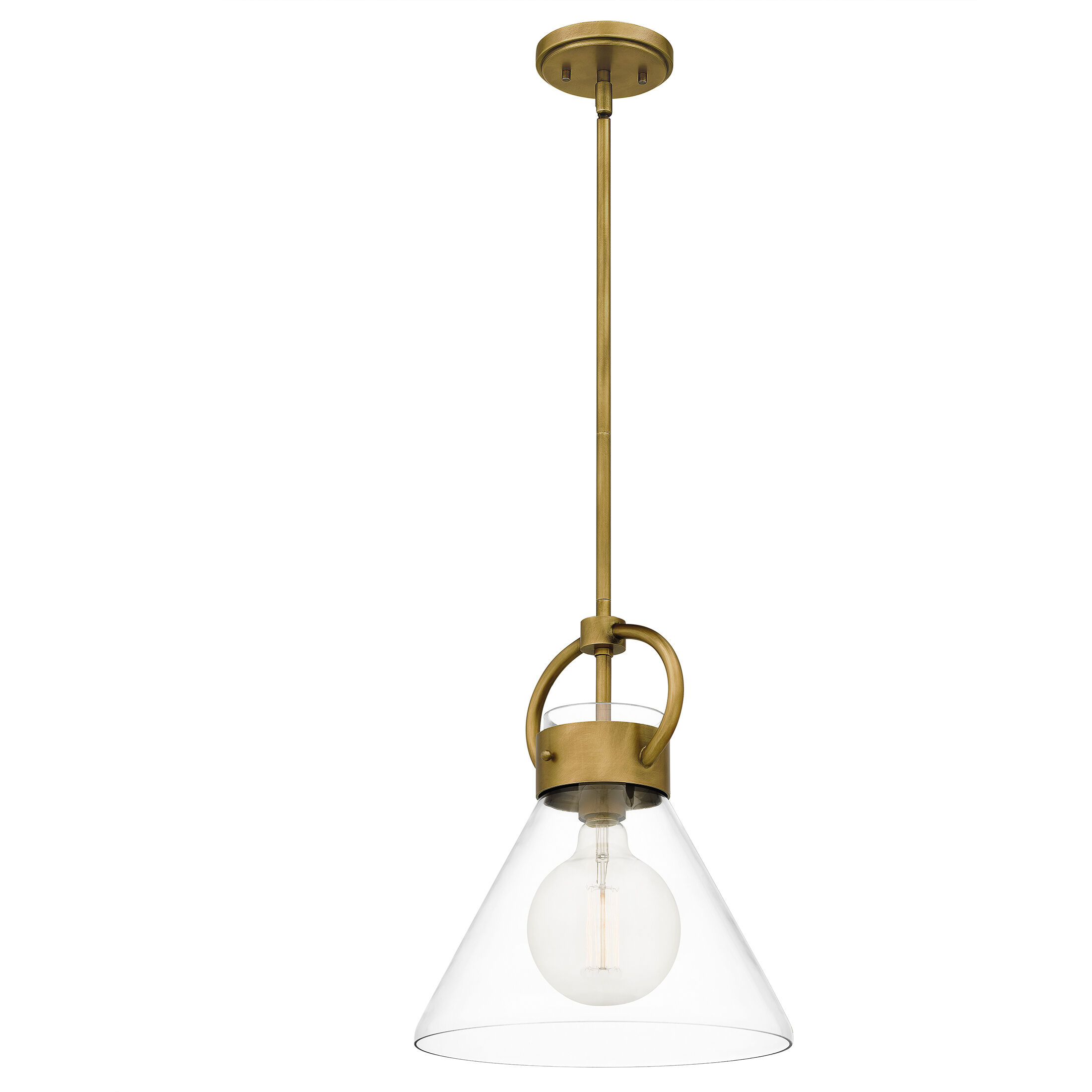 Webster 1 Light 12 inch Weathered Brass Mini Pendant Ceiling Light, Small