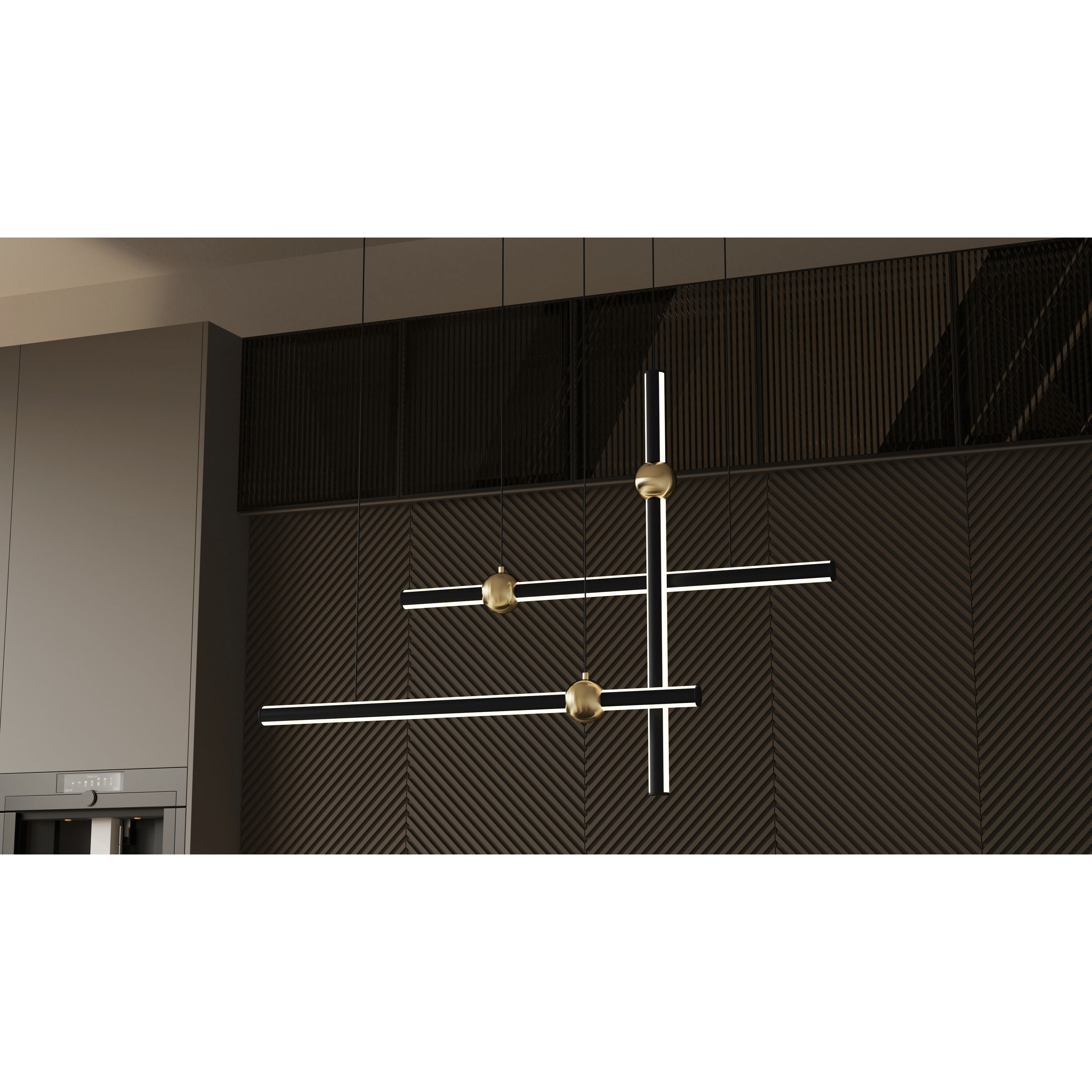 Harvick LED 44.25 inch Matte Black Linear Chandelier Ceiling Light, Medium