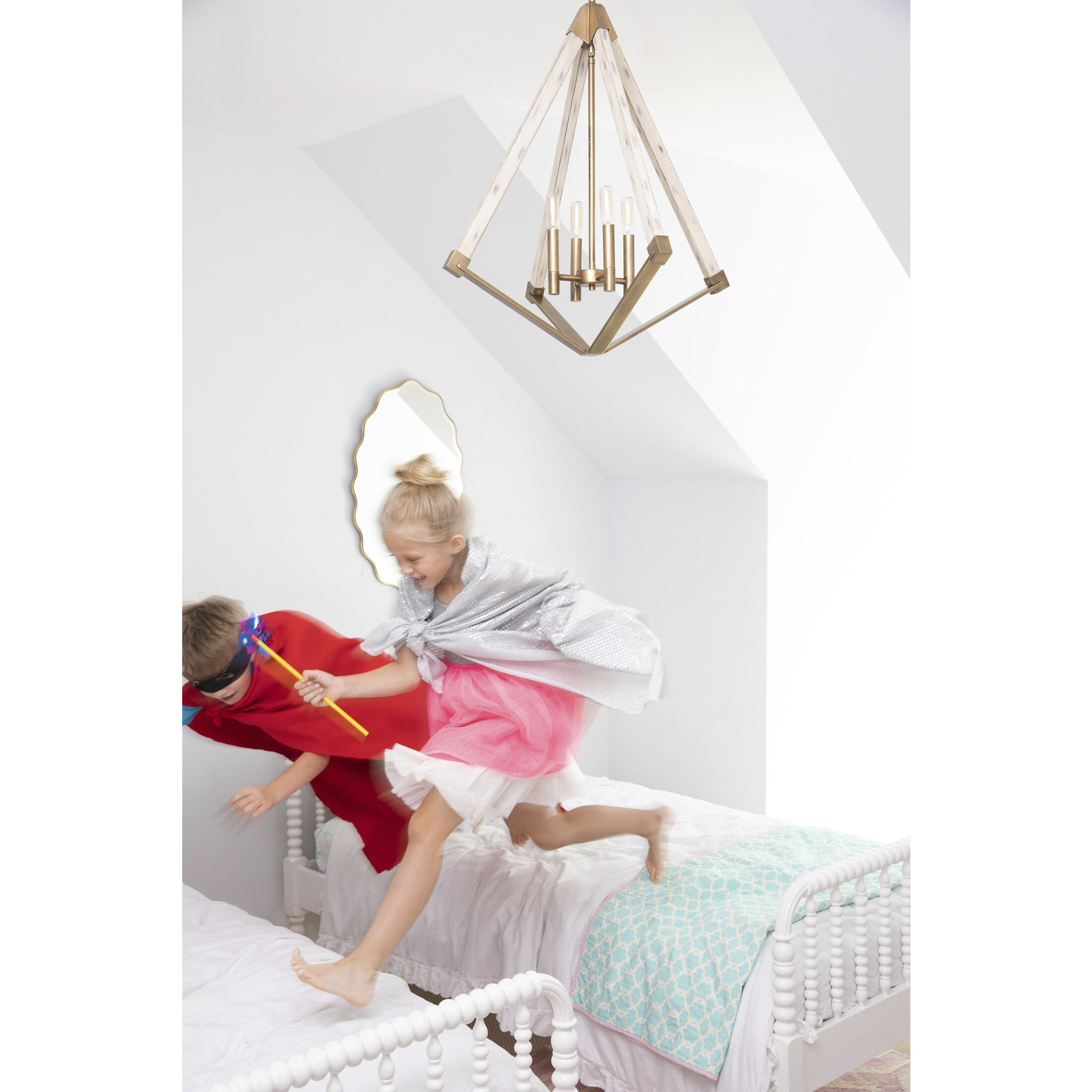 Viewpoint 4 Light 24 inch Weathered Brass Foyer Chandelier Ceiling Light