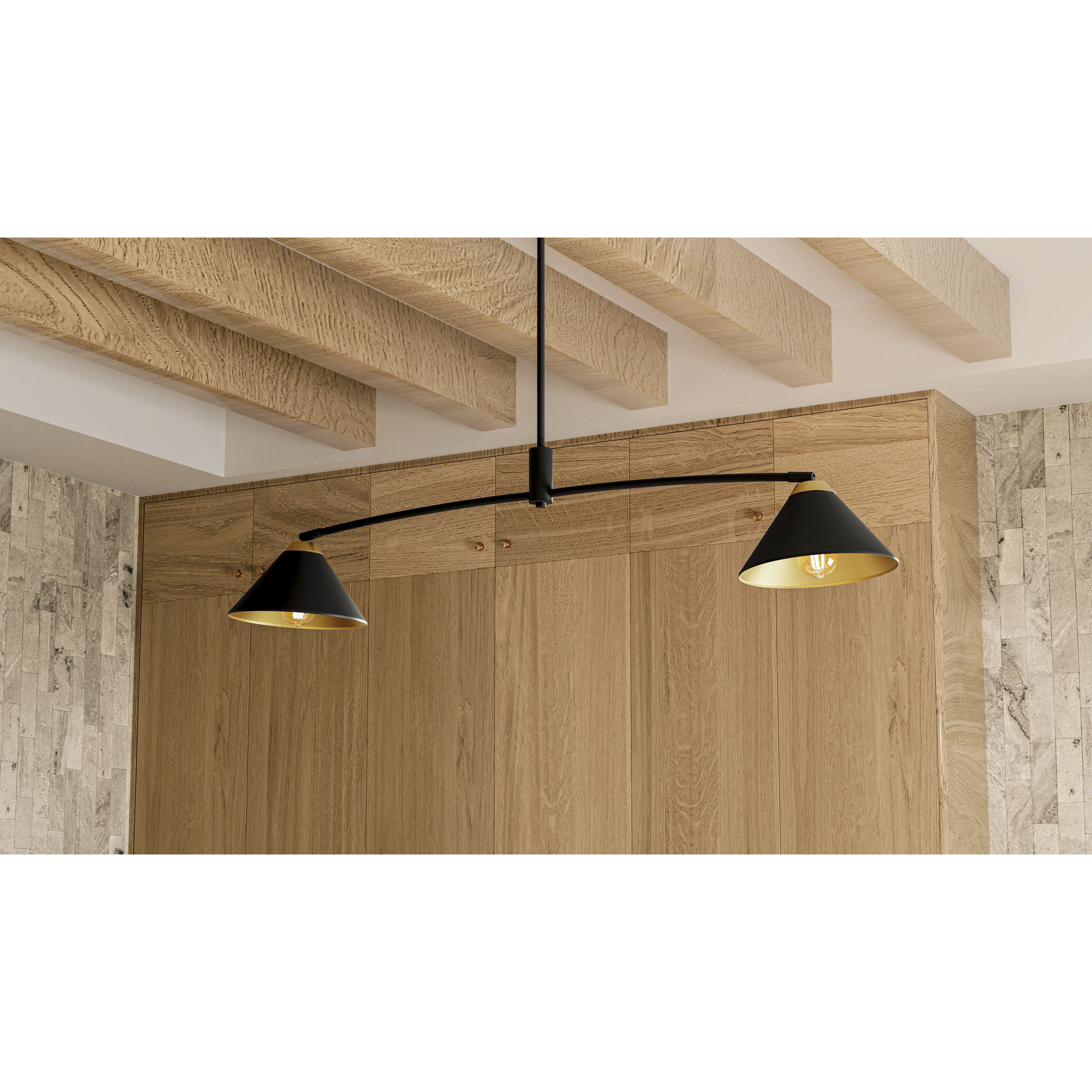 Alscott 2 Light 52 inch Matte Black Linear Chandelier Ceiling Light, Large