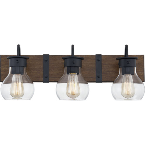 Maverick 3 Light 24 inch Earth Black Bath Light Wall Light, Large