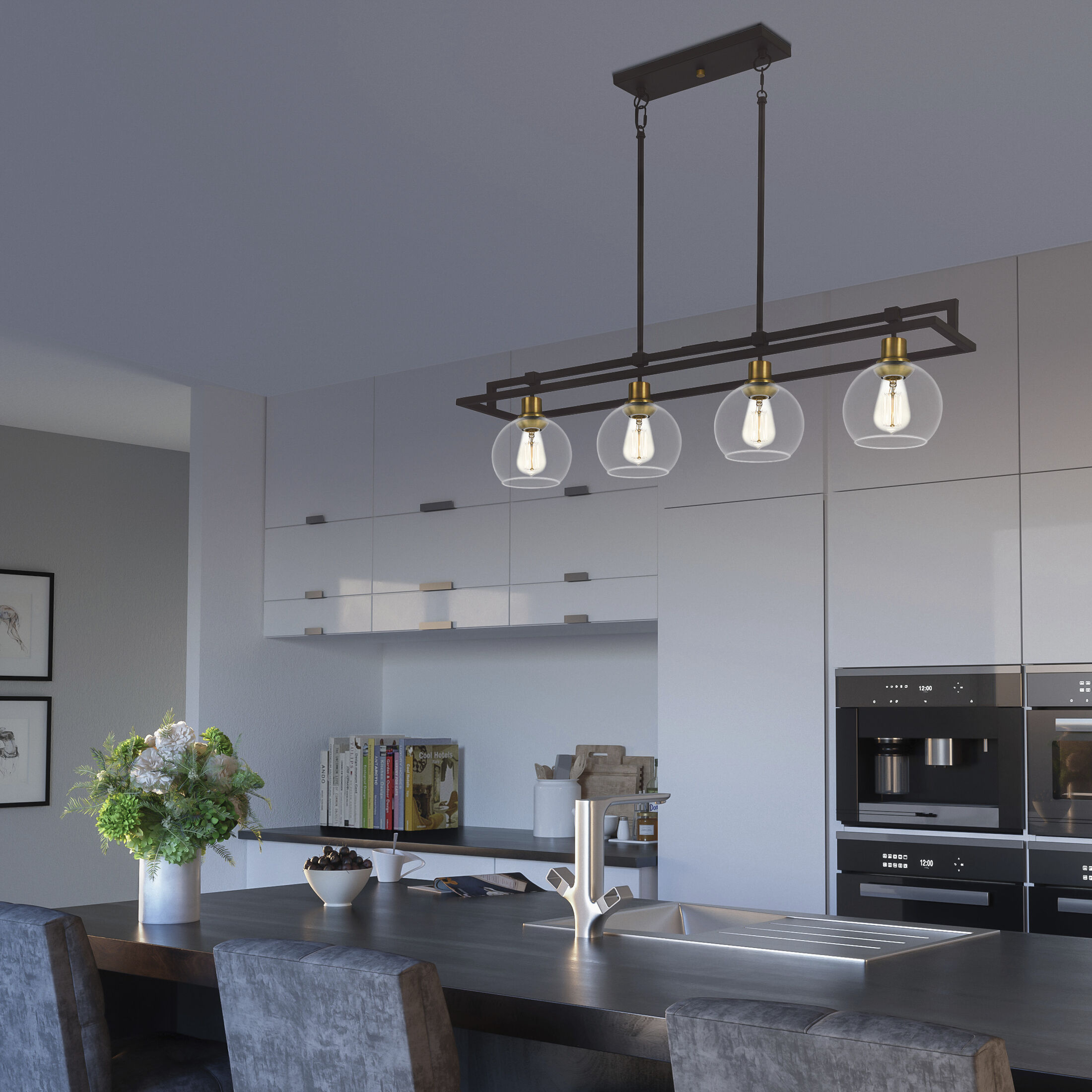 Dobbs 4 Light 40 inch Old Bronze Island Light Ceiling Light