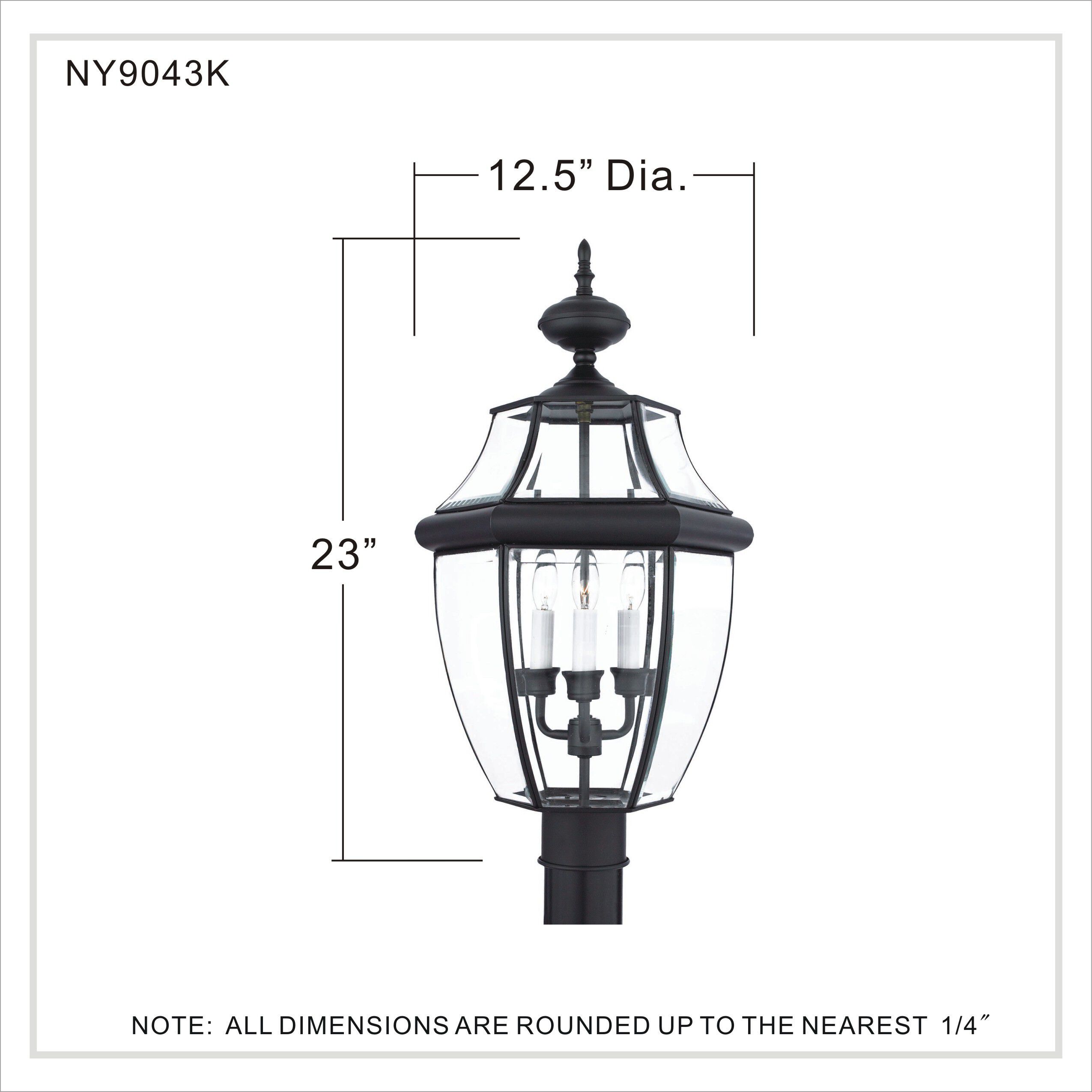 Quoizel Lighting Newbury 3 Light Outdoor Post Lantern in Mystic