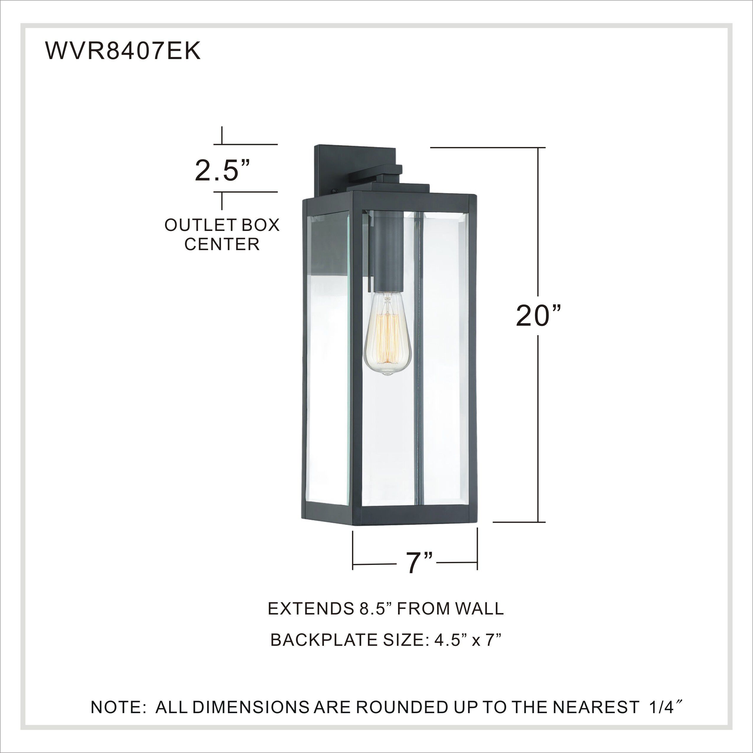 Quoizel WVR8407EK Westover 1 Light 20 inch Earth Black Outdoor Wall Lantern