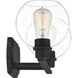 Pruitt 2 Light 16.5 inch Matte Black Bath Light Wall Light in Clear Seedy Glass
