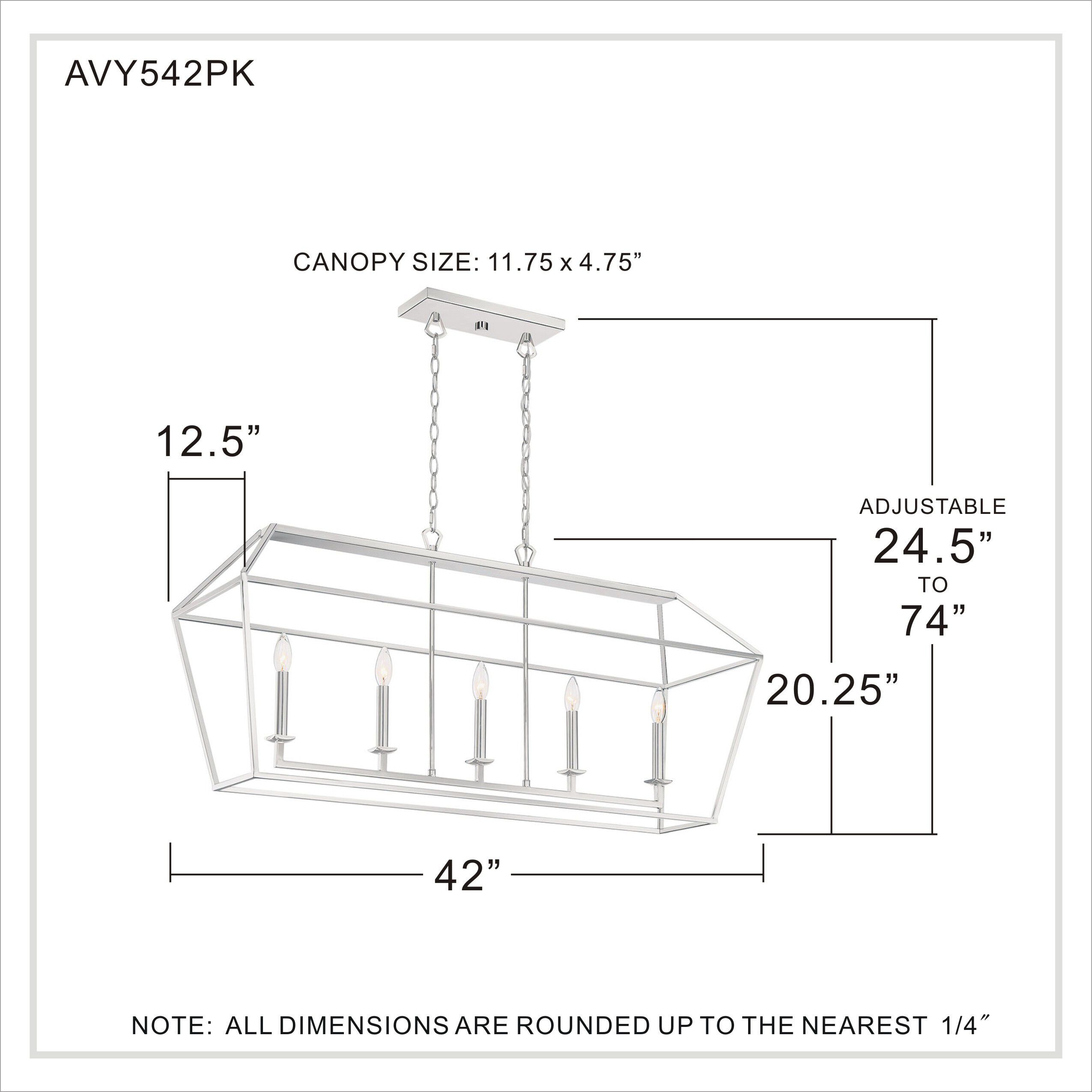 Aviary 5 Light 42 inch Polished Nickel Island Chandelier Ceiling Light