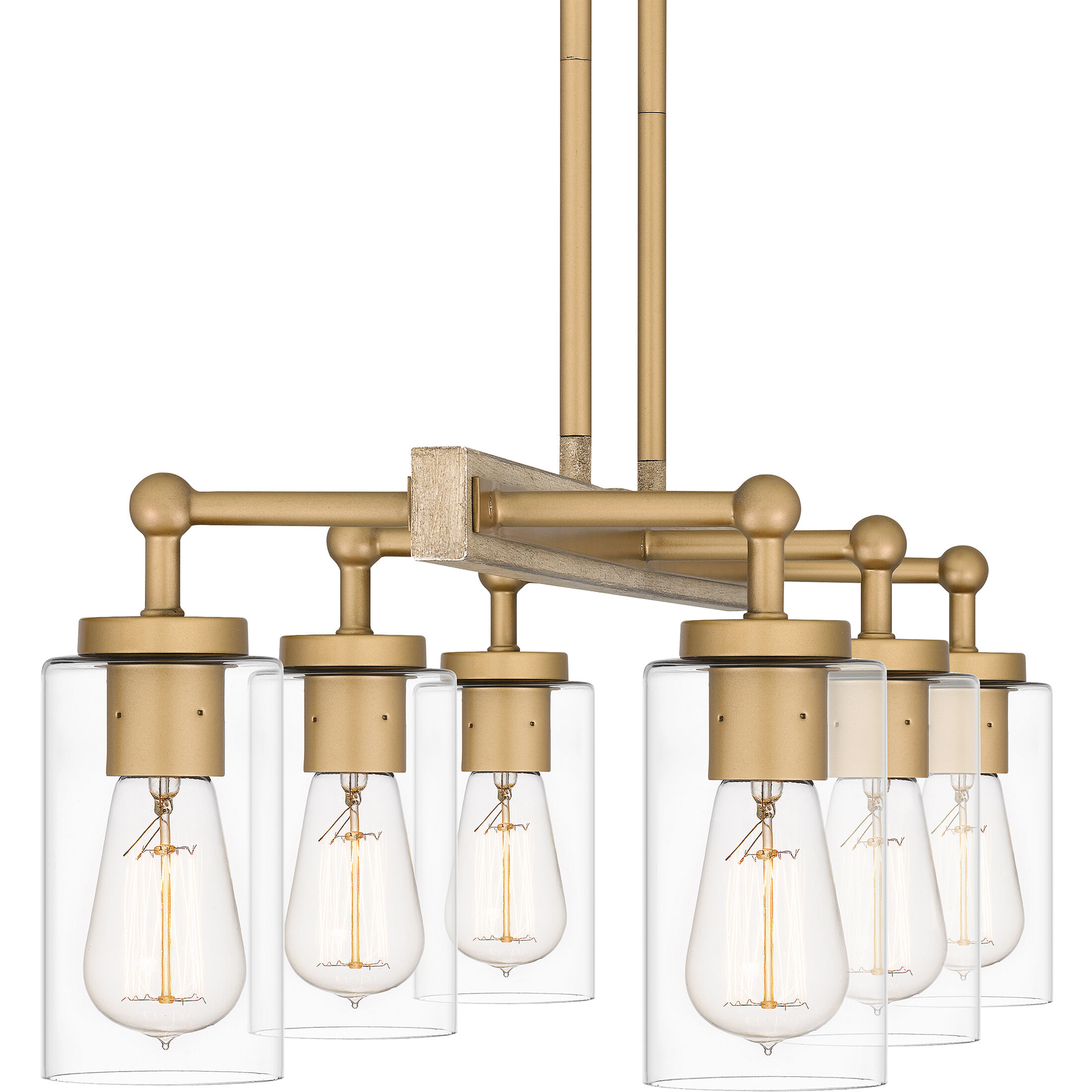 Kelleher 6 Light 34 inch Nouveau Painted Weathered Brass Island Light Ceiling Light