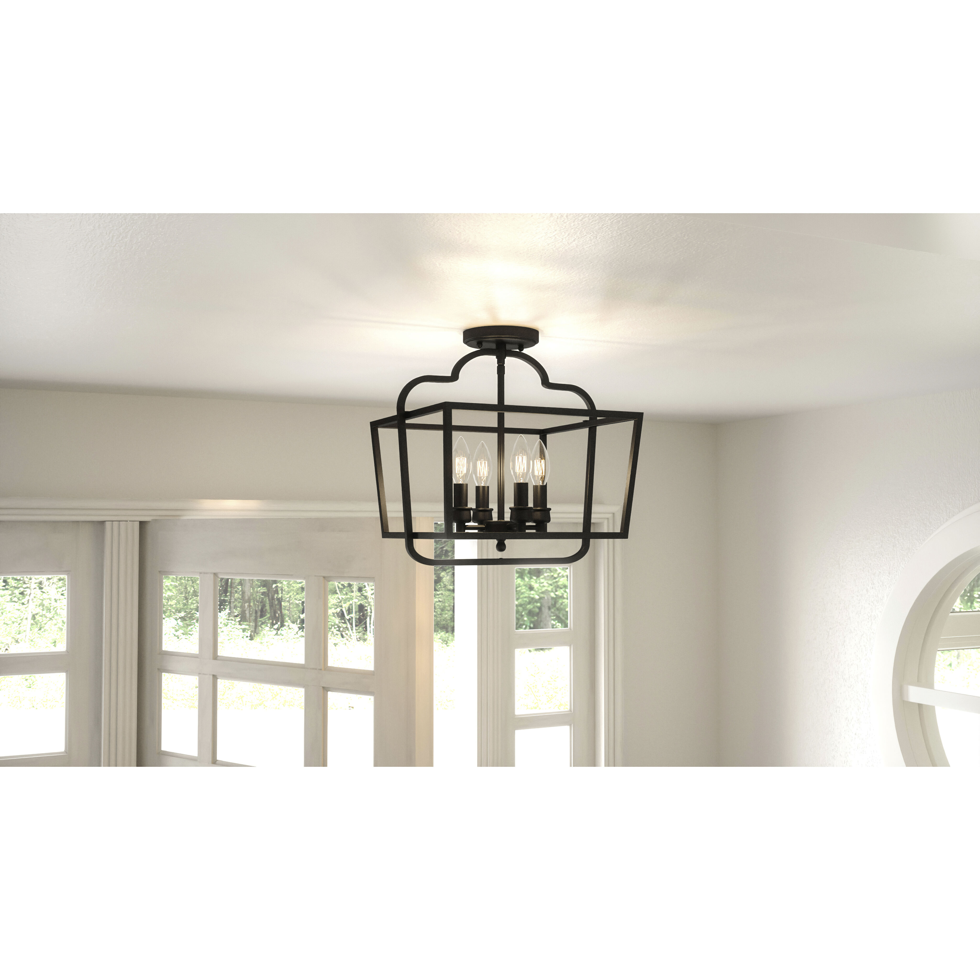 Blanche 4 Light 14 inch Matte Black Semi-Flush Mount Ceiling Light
