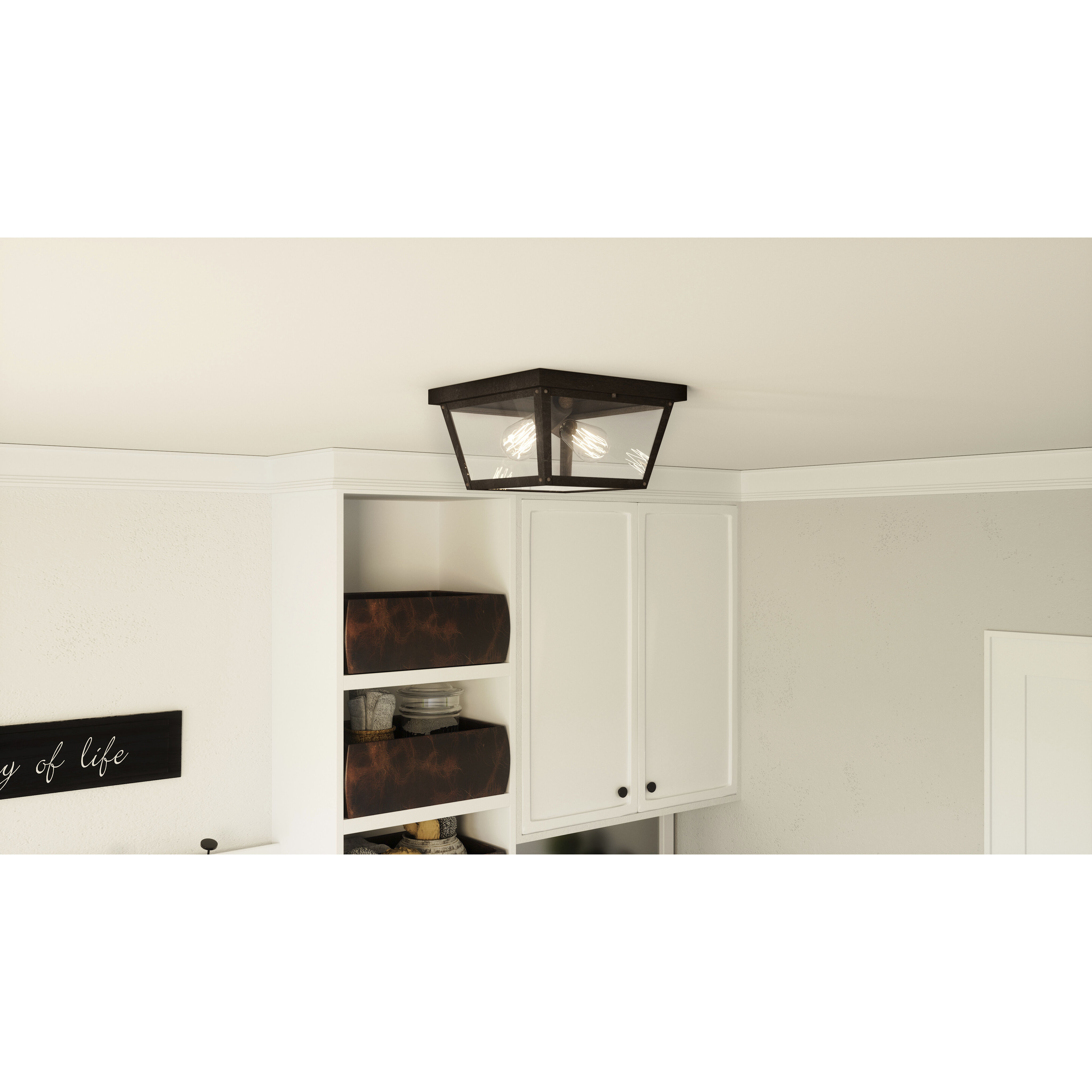 Rue De Royal 2 Light 11.5 inch Industrial Bronze Flush Mount Ceiling Light