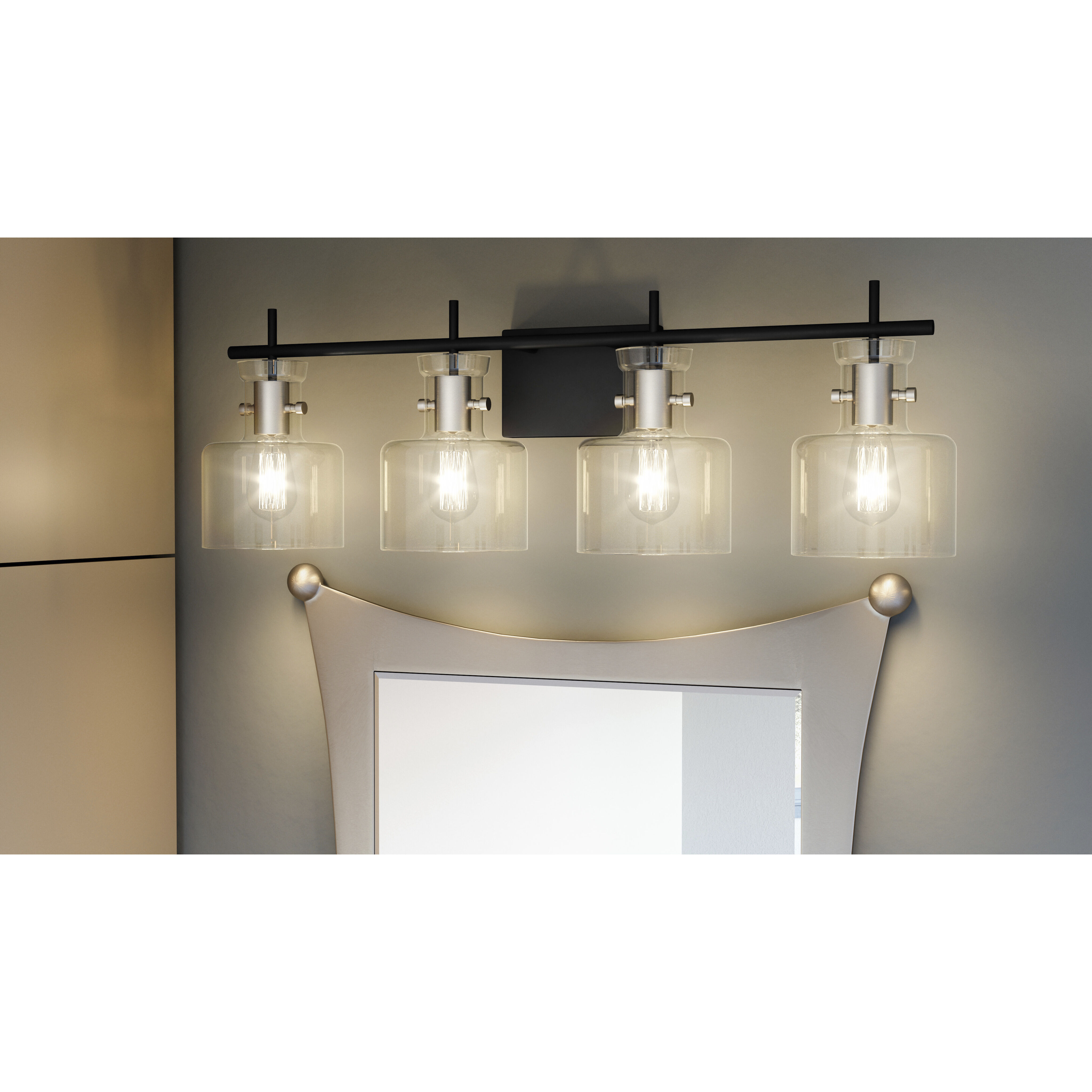 Pensbury 4 Light 32 inch Matte Black Bath Light Wall Light