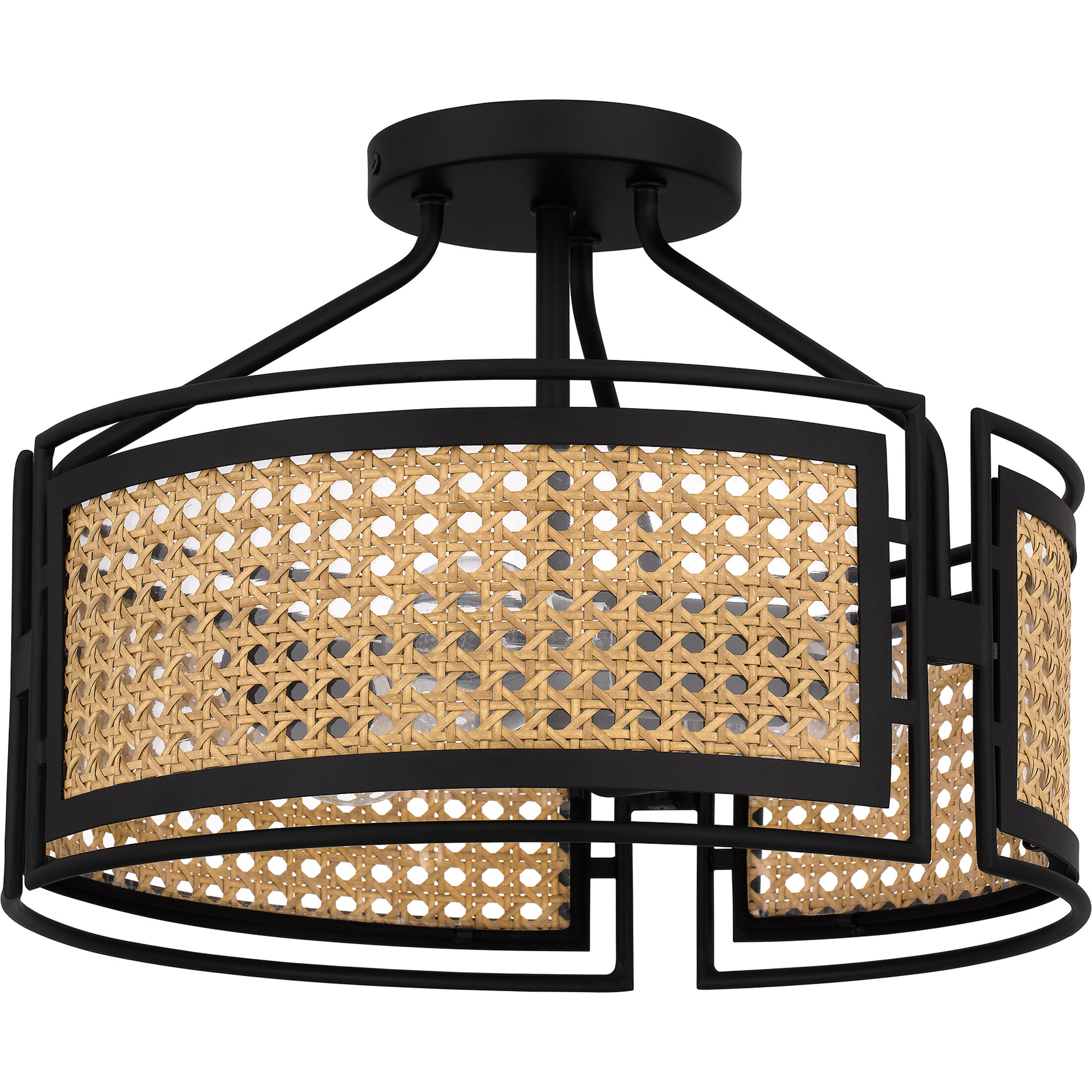 Priya 3 Light 14.5 inch Matte Black Semi-Flush Mount Ceiling Light