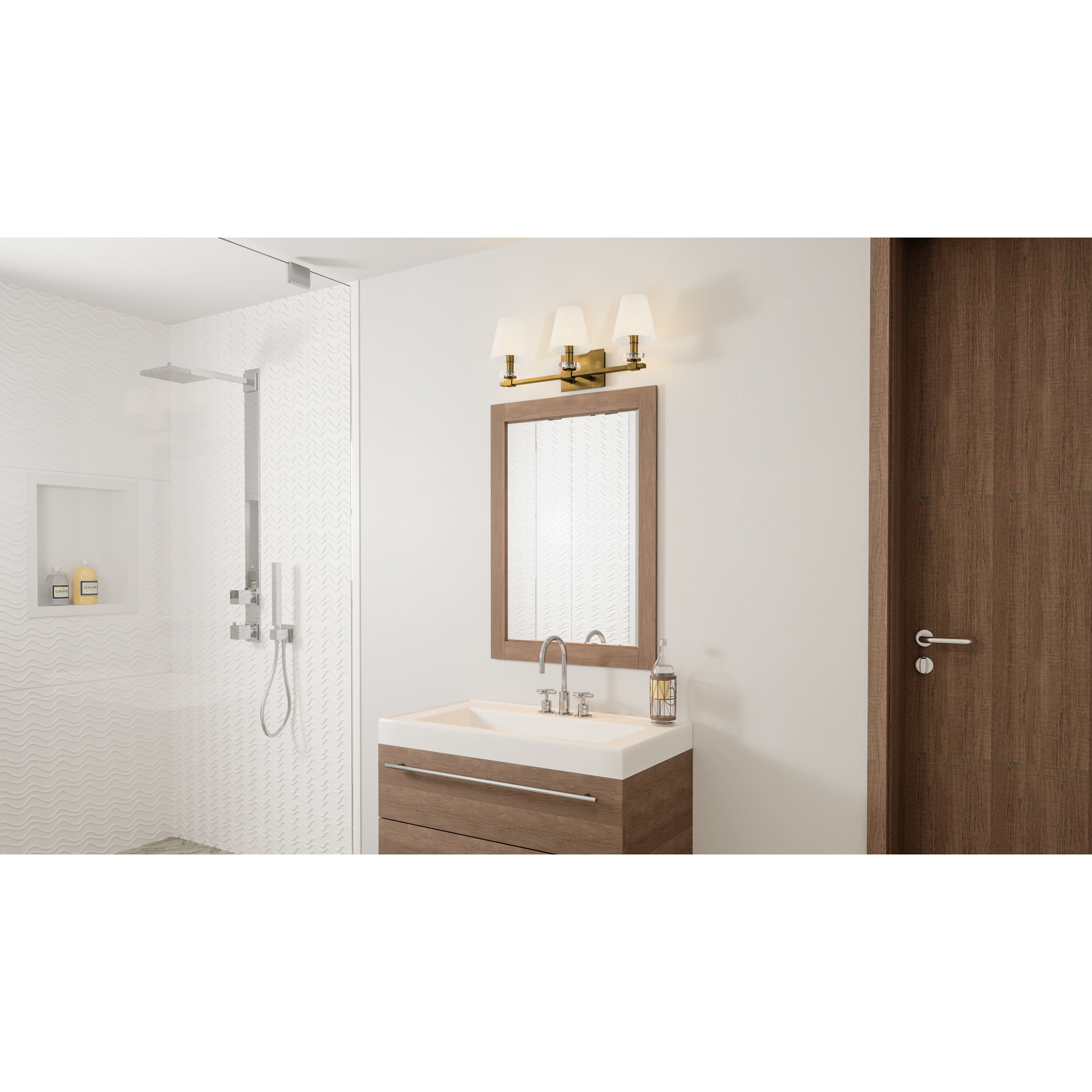 Kelsey Glen 3 Light 23 inch Weathered Brass Bath Light Wall Light