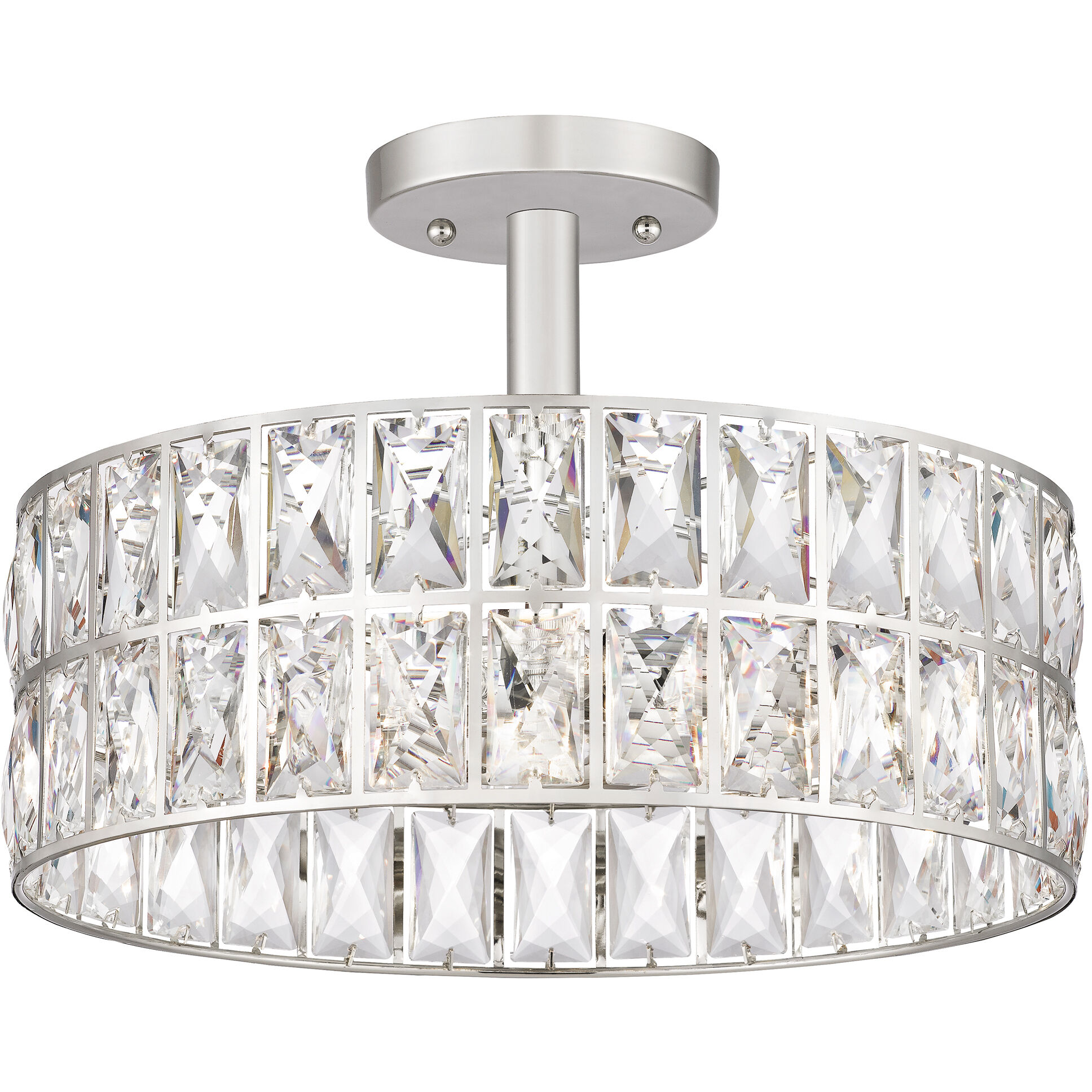 Coffman 3 Light 14 inch Polished Nickel Semi-Flush Mount Ceiling Light