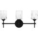 Aria 3 Light 22.5 inch Matte Black Bath Light Wall Light, Large