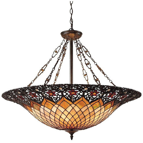 Tiffany 6 Light 32 inch Vintage Bronze Pendant Ceiling Light, Naturals