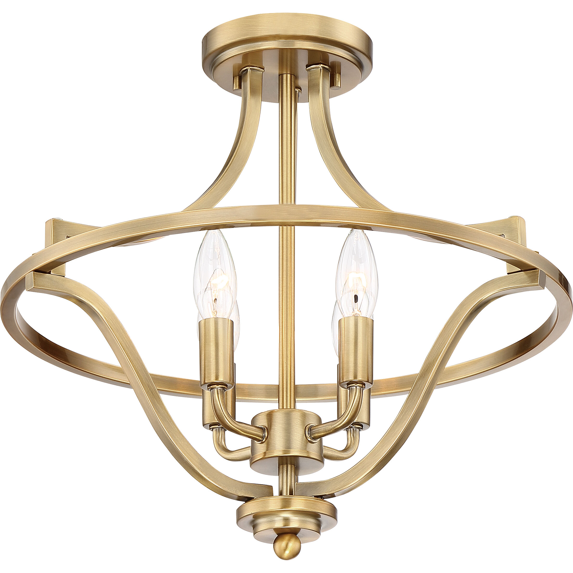 Harvel 4 Light 16 inch Weathered Brass Semi-Flush Mount Ceiling Light
