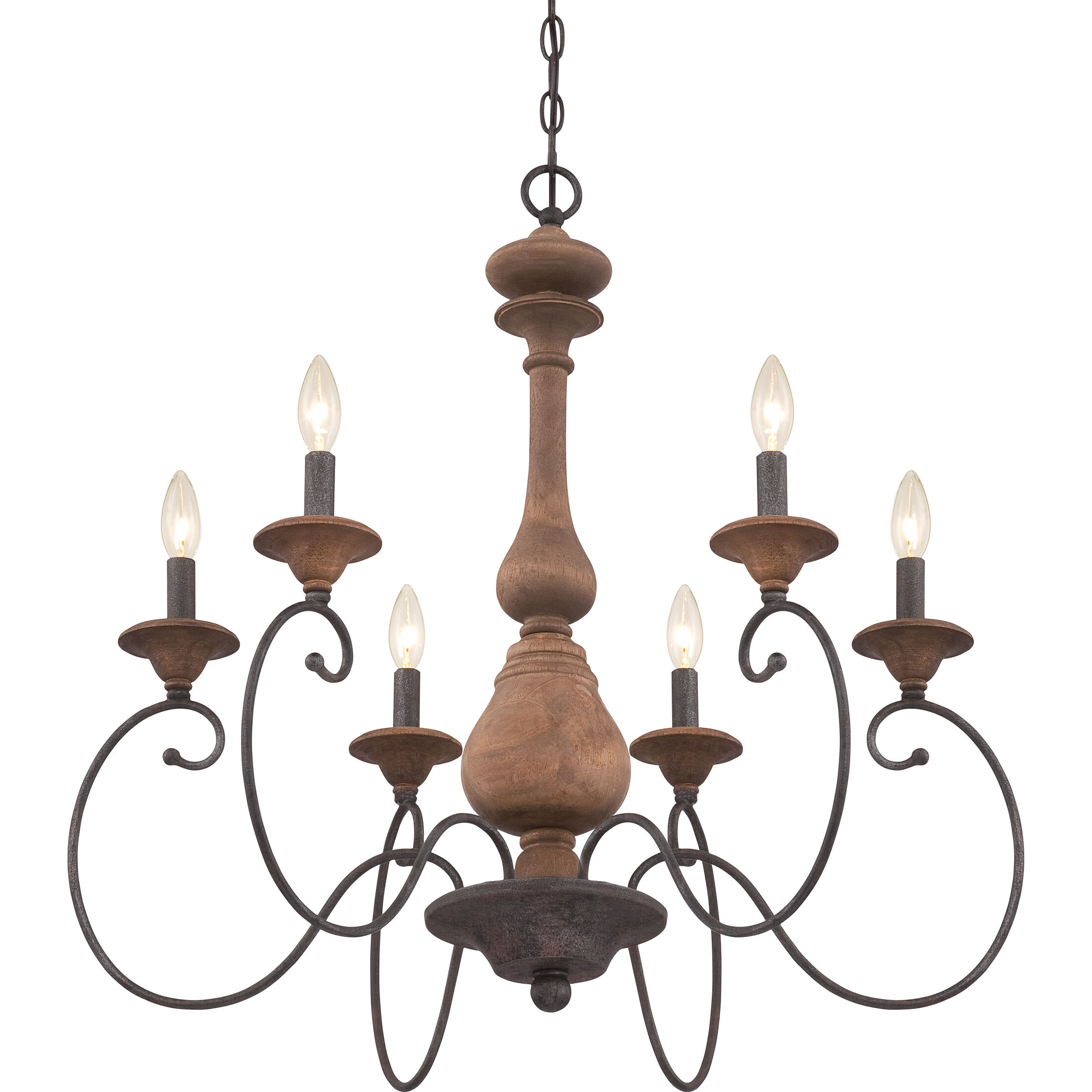Auburn 6 Light 28 inch Rustic Black Chandelier Ceiling Light