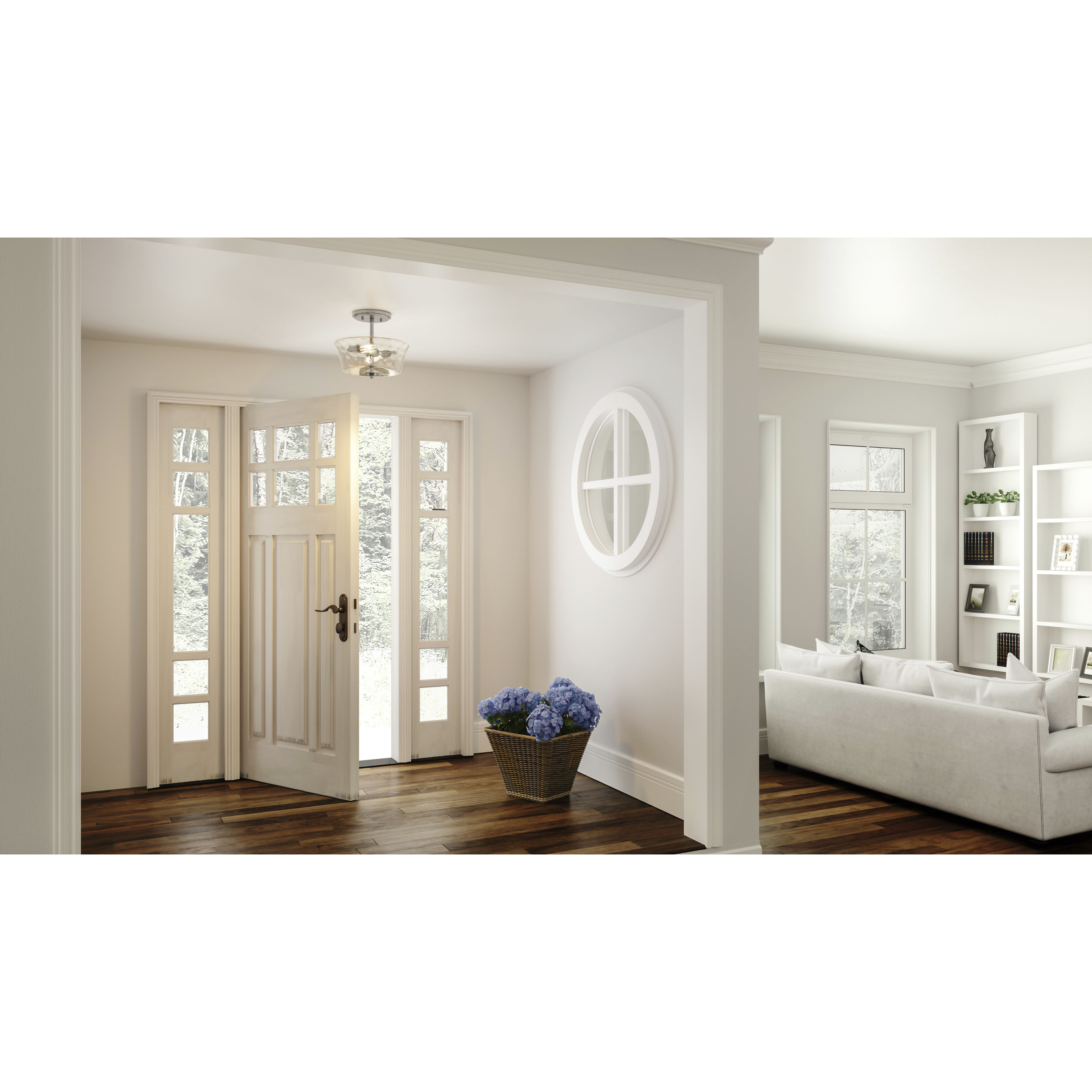 Acacia 2 Light 12 inch Brushed Nickel Semi-Flush Mount Ceiling Light