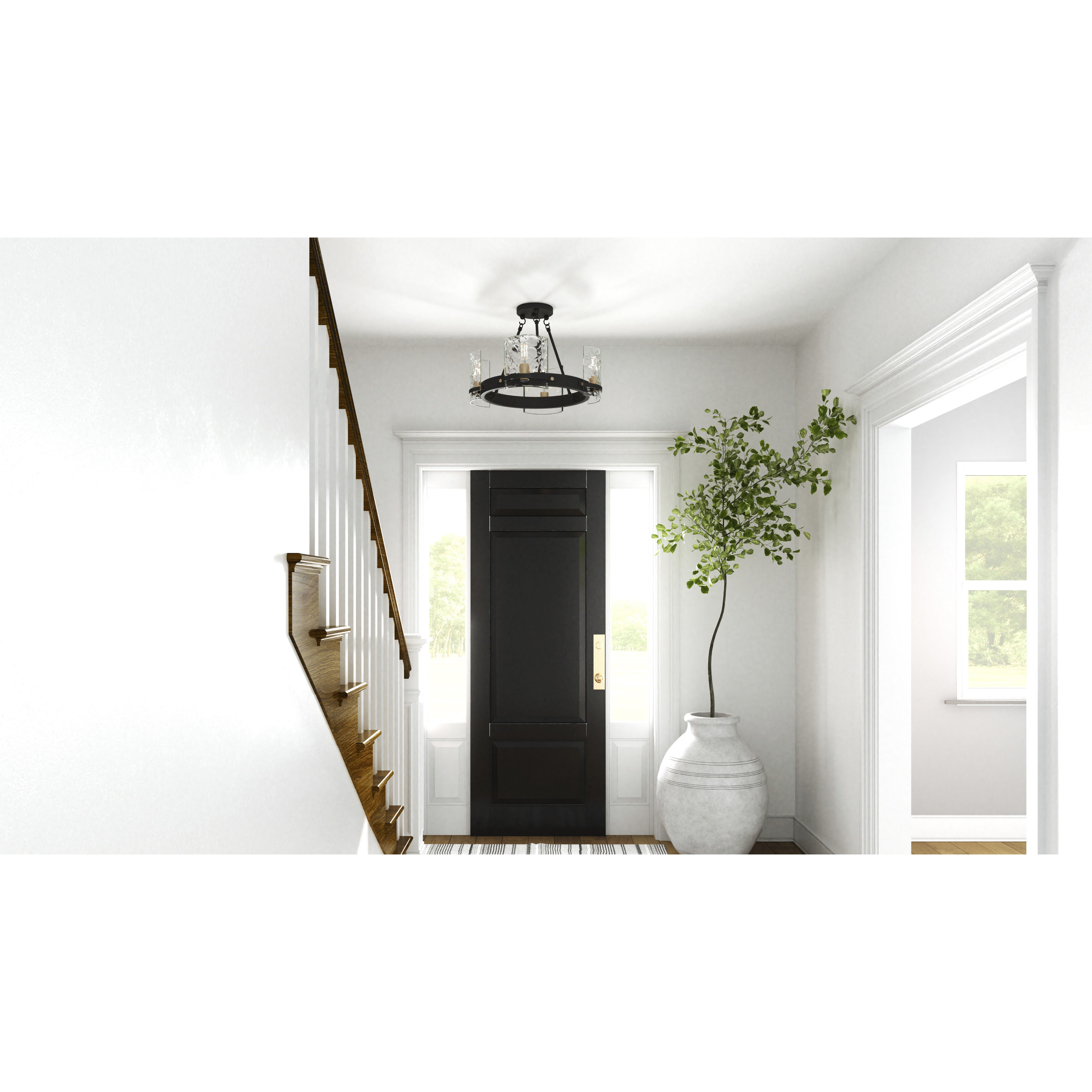 Gloucester 4 Light 20 inch Matte Black Semi-Flush Mount Ceiling Light, Large