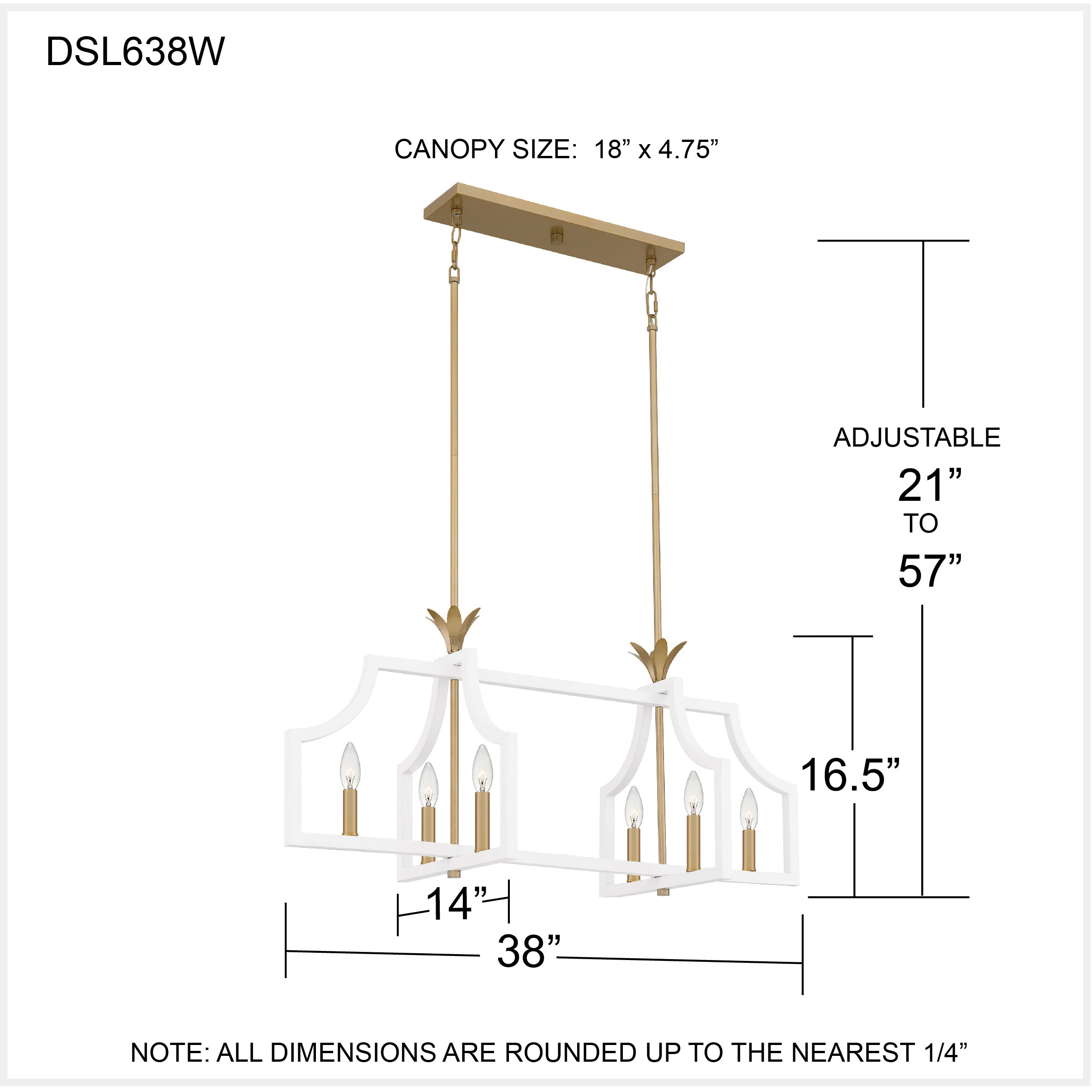 Dusty Lane 6 Light 38 inch White Island Light Ceiling Light