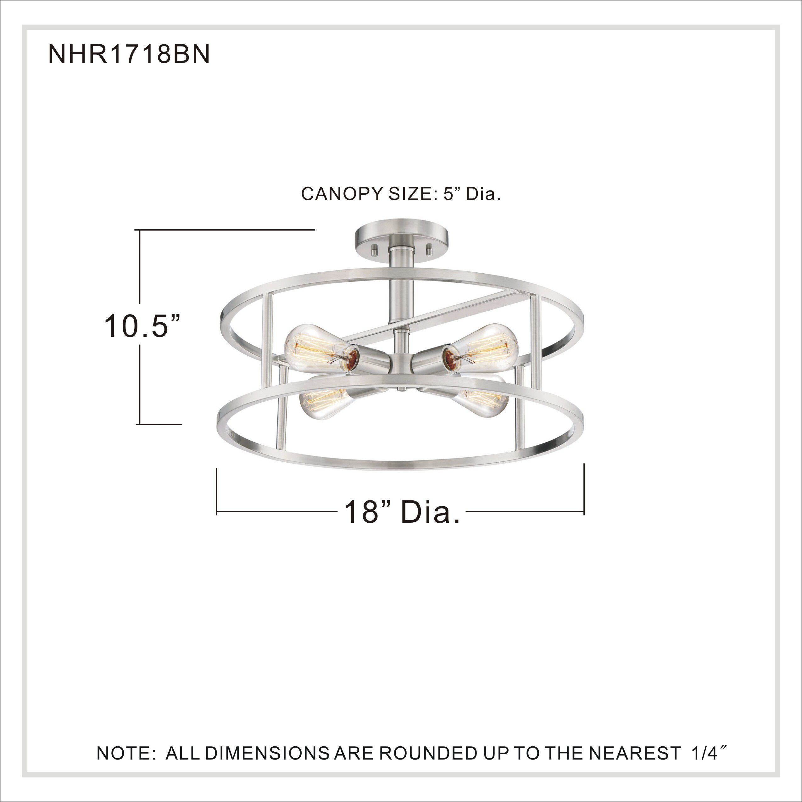 New Harbor 4 Light 18 inch Brushed Nickel Semi-Flush Mount Ceiling Light