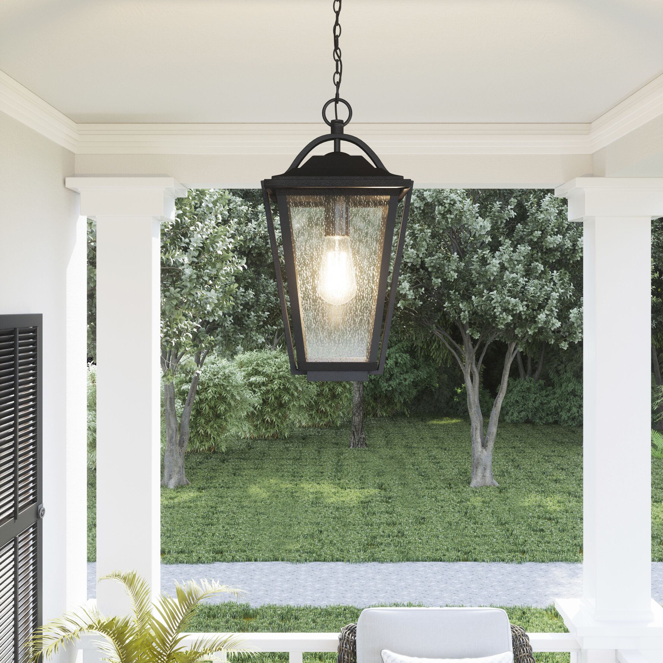 Darius 1 Light 11 inch Earth Black Outdoor Hanging Lantern