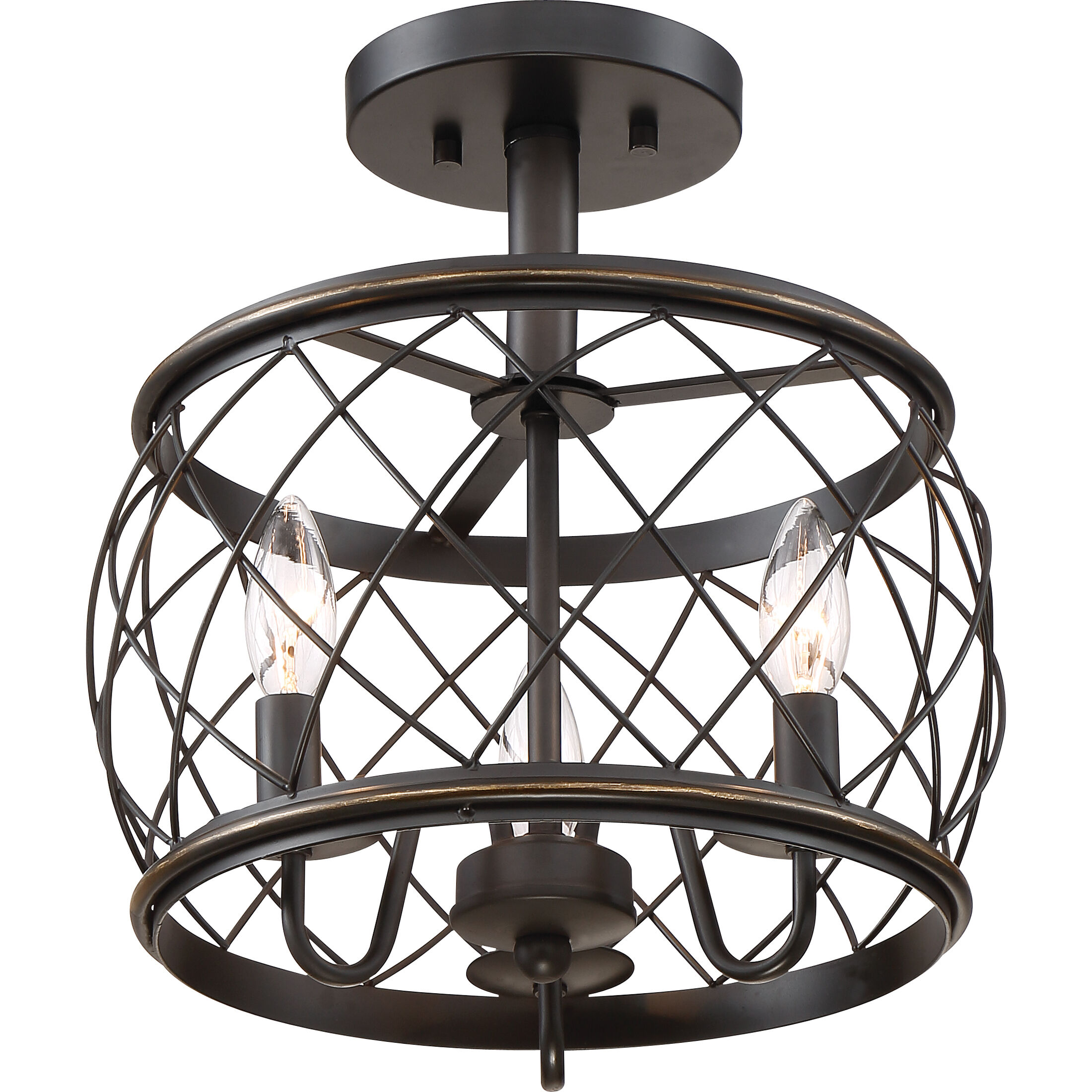 Dury 3 Light 12.5 inch Palladian Bronze Semi-Flush Mount Ceiling Light
