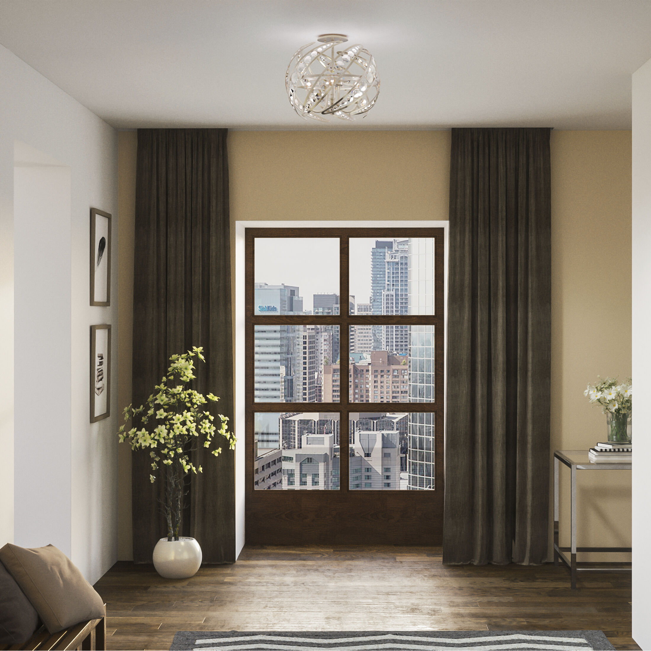 Crescent 4 Light 18 inch Polished Nickel Semi-Flush Mount Ceiling Light