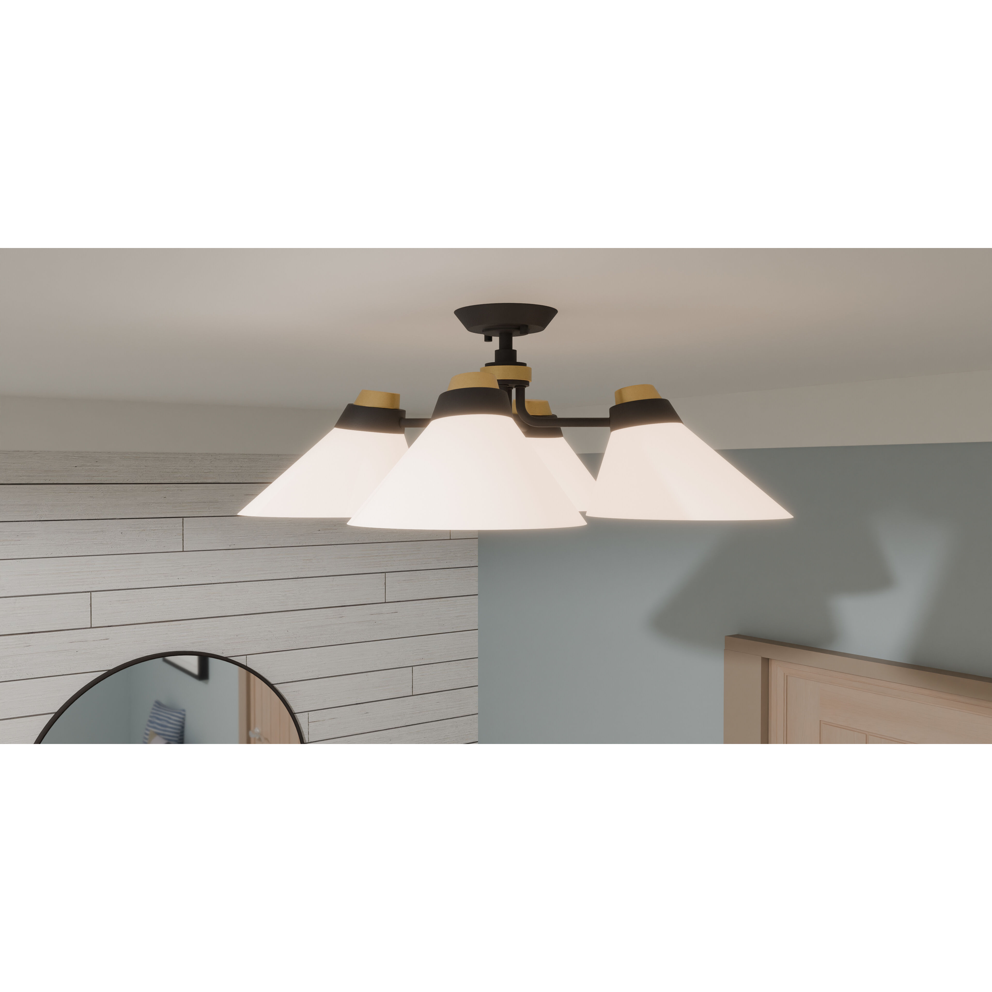 Graft 4 Light 24.5 inch Matte Black Semi-Flush Mount Ceiling Light, Extra Large