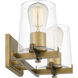 Perry 2 Light 16 inch Weathered Brass Bath Light Wall Light, Medium