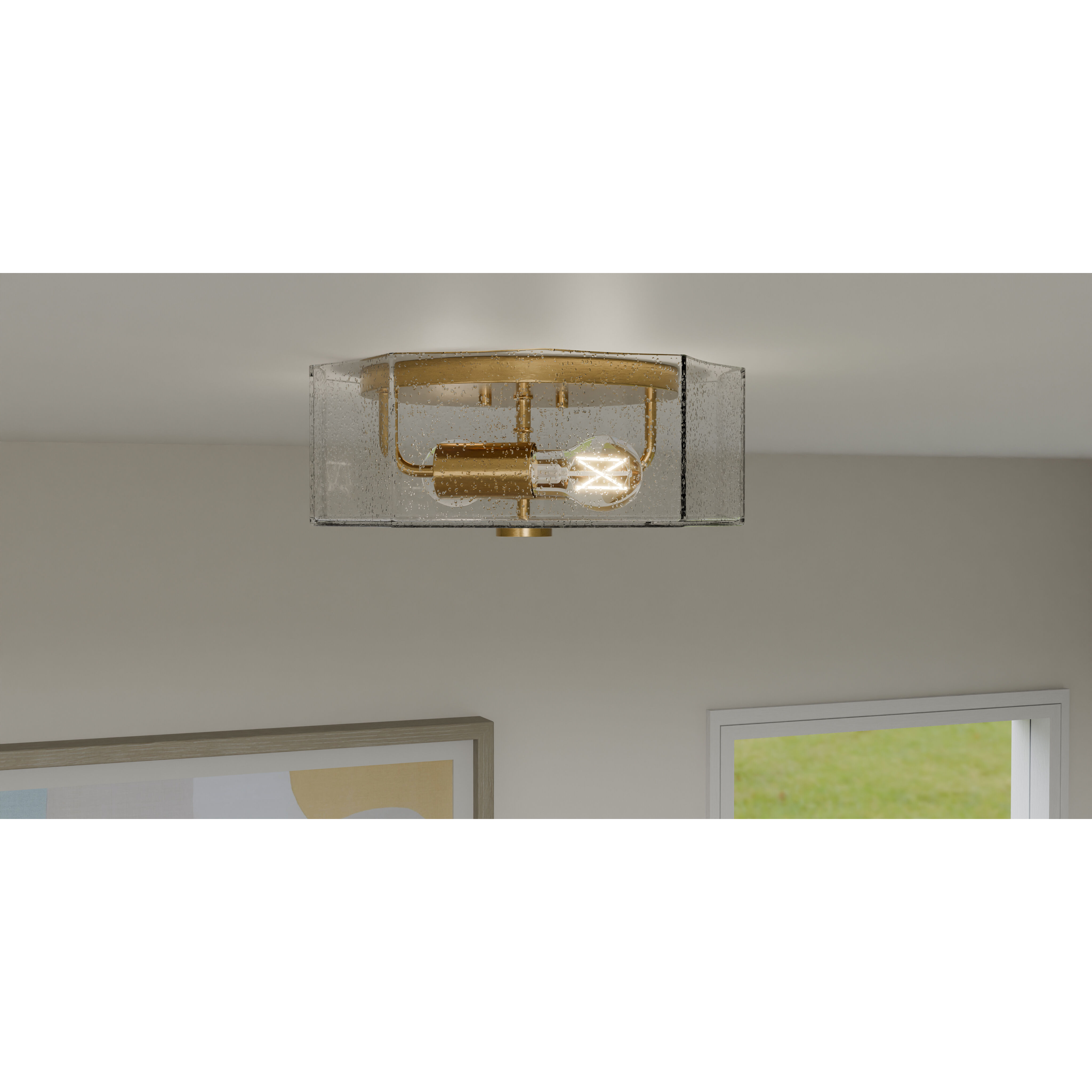 Kaplan 2 Light 14 inch Aged Brass Flush Mount Ceiling Light, Medium