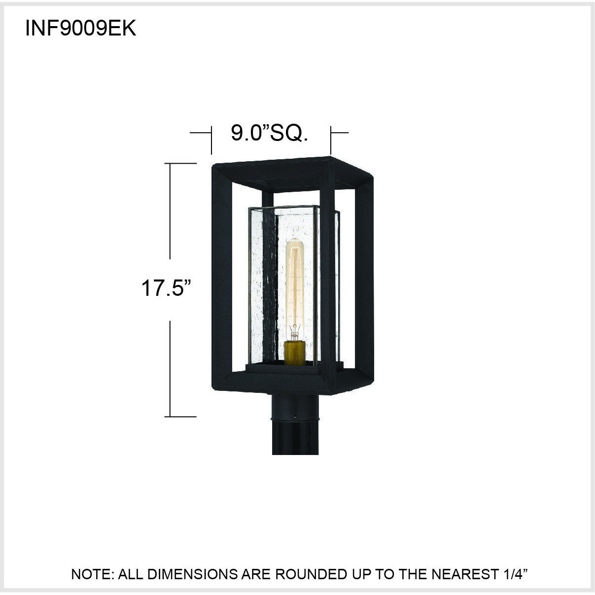 Infinger 1 Light 17.5 inch Earth Black Outdoor Post Lantern, Large