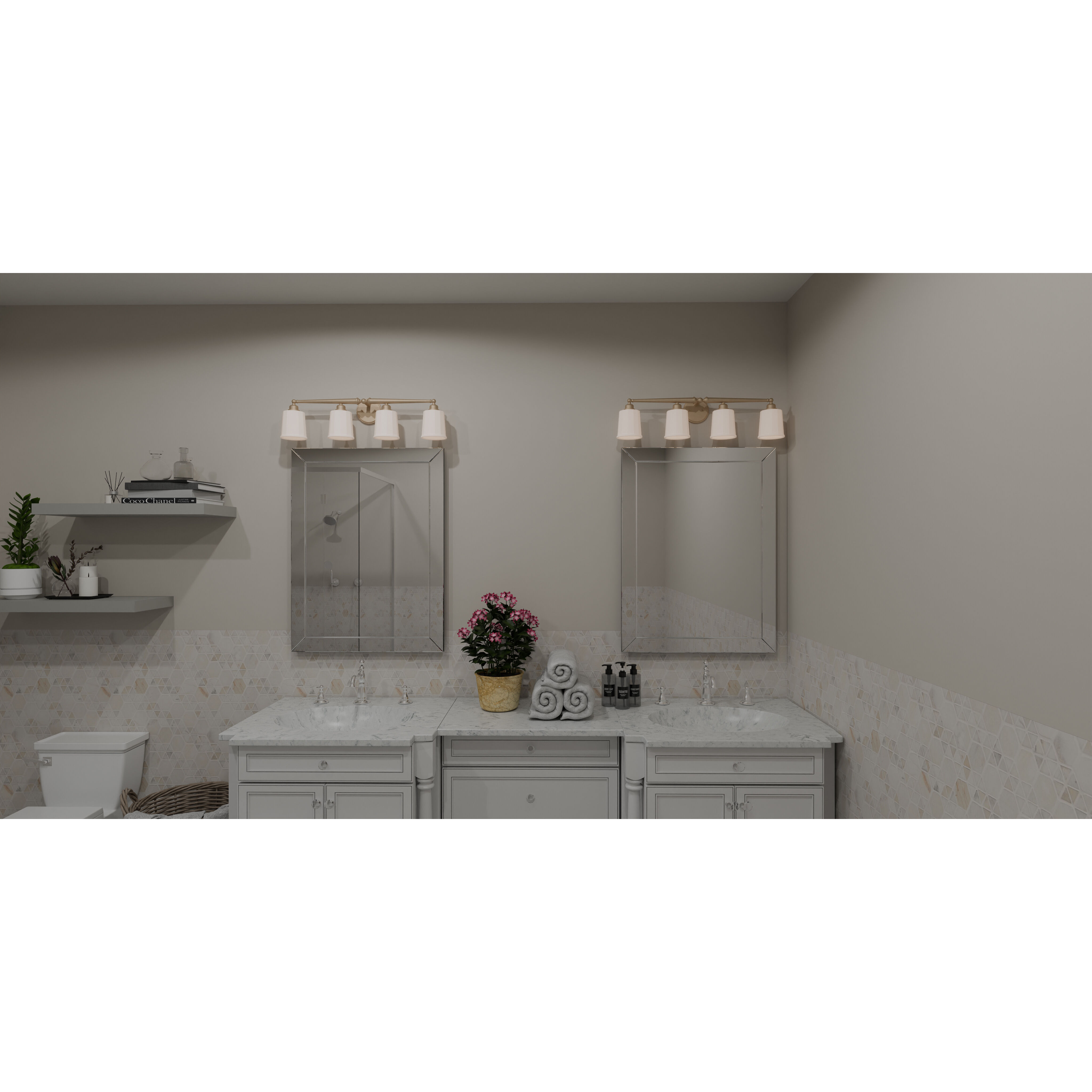 Cecilia 4 Light 32 inch Bronze Gold Bath Light Wall Light, Extra Large