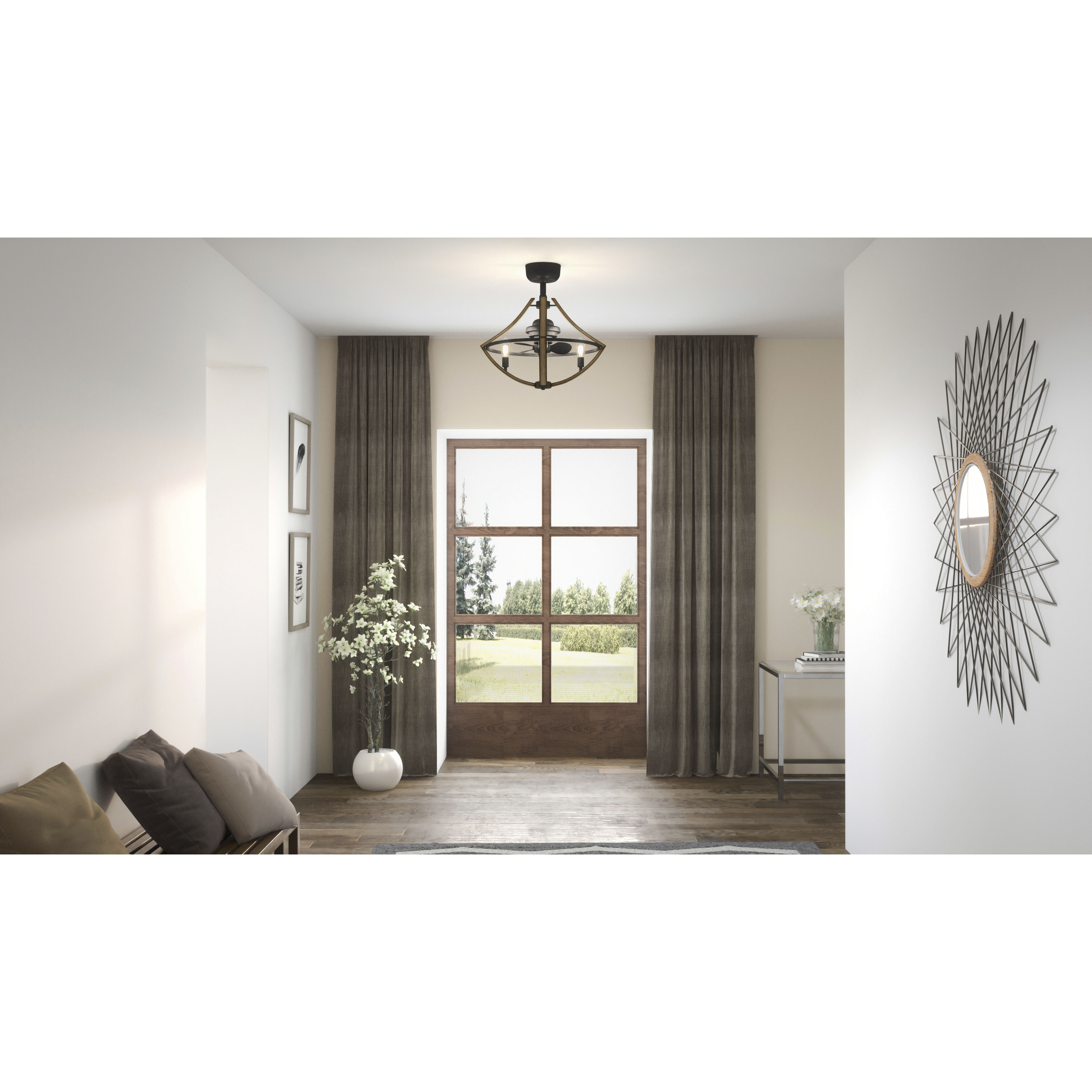 Shire 23 inch Rustic Black Fandelier