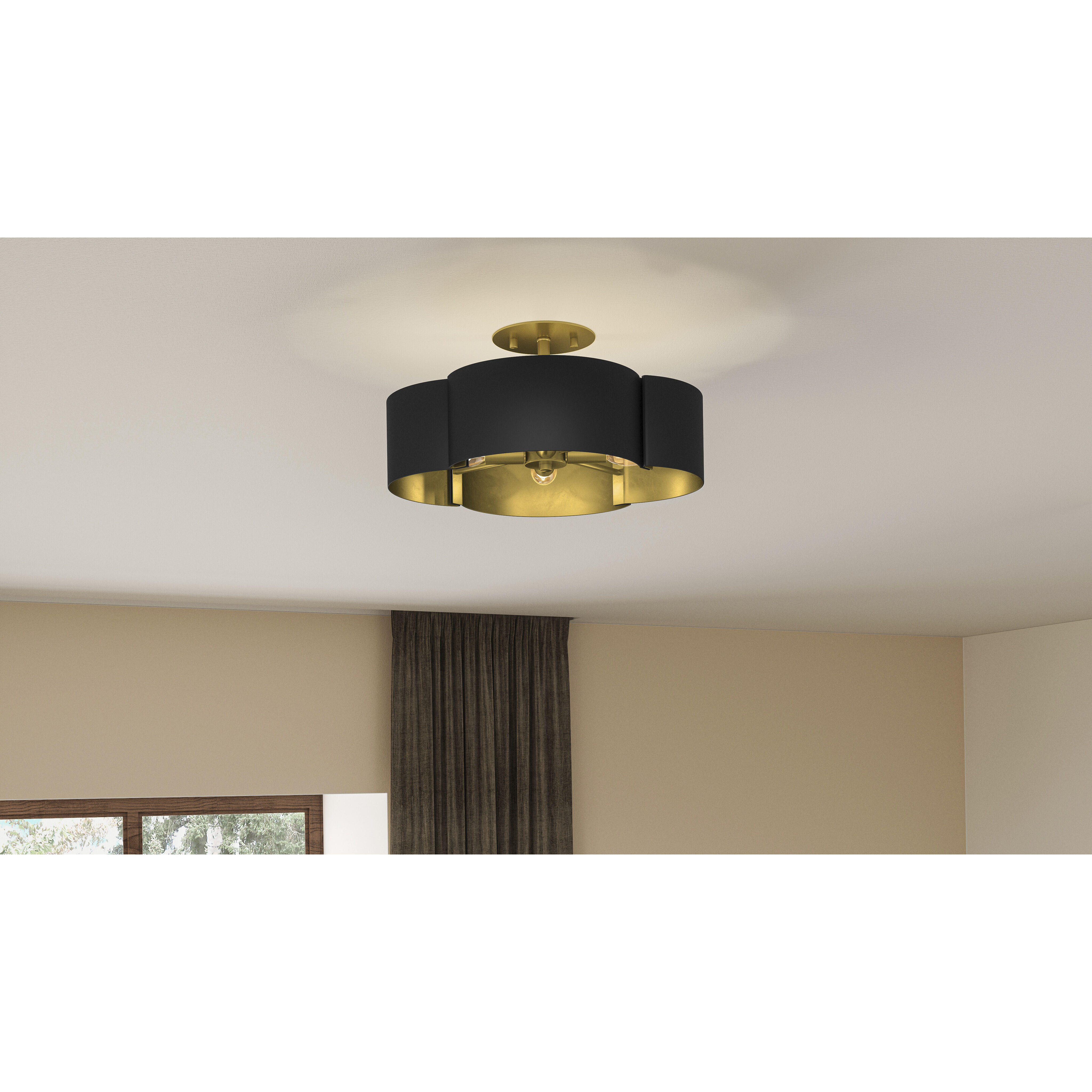 Balsam 4 Light 14 inch Matte Black Semi-Flush Mount Ceiling Light