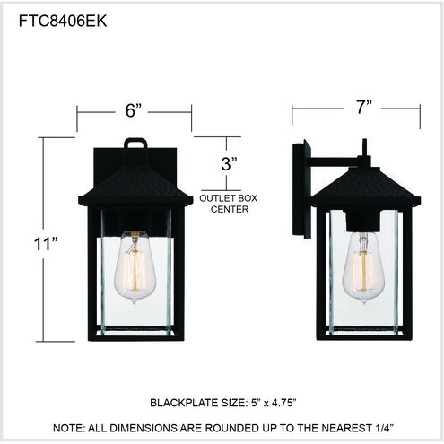 Fletcher 1 Light 11 inch Earth Black Outdoor Wall Lantern