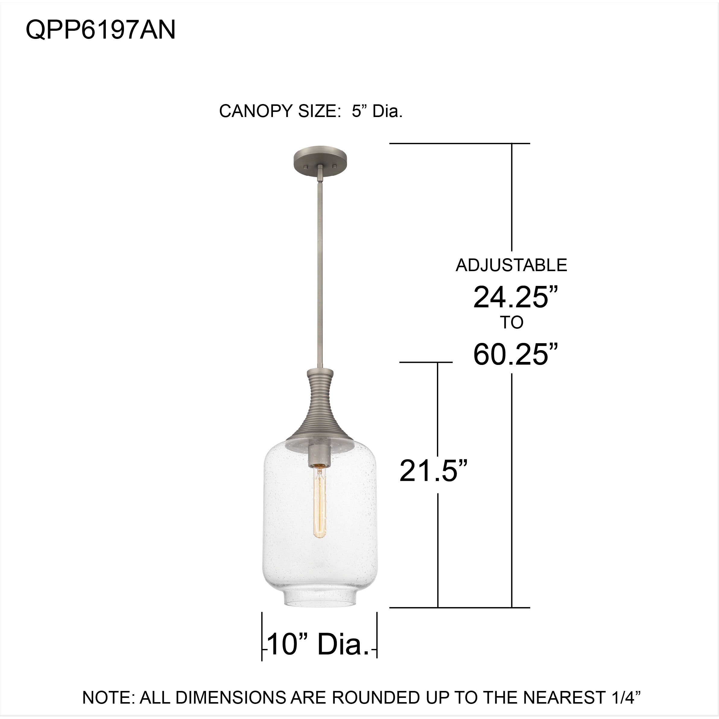 Langley 1 Light 10 inch Antique Nickel Mini Pendant Ceiling Light