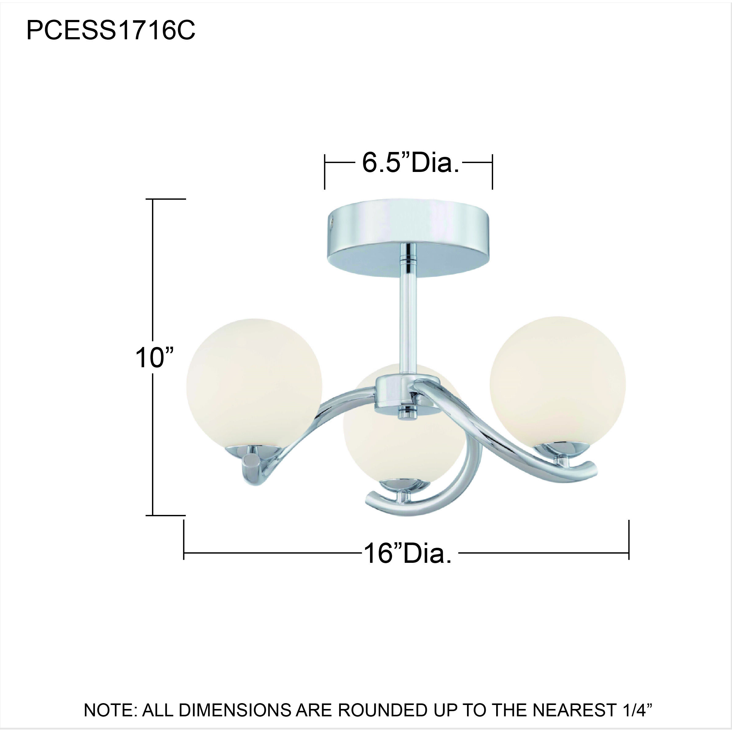 Essence LED 16 inch Polished Chrome Semi-Flush Mount Ceiling Light