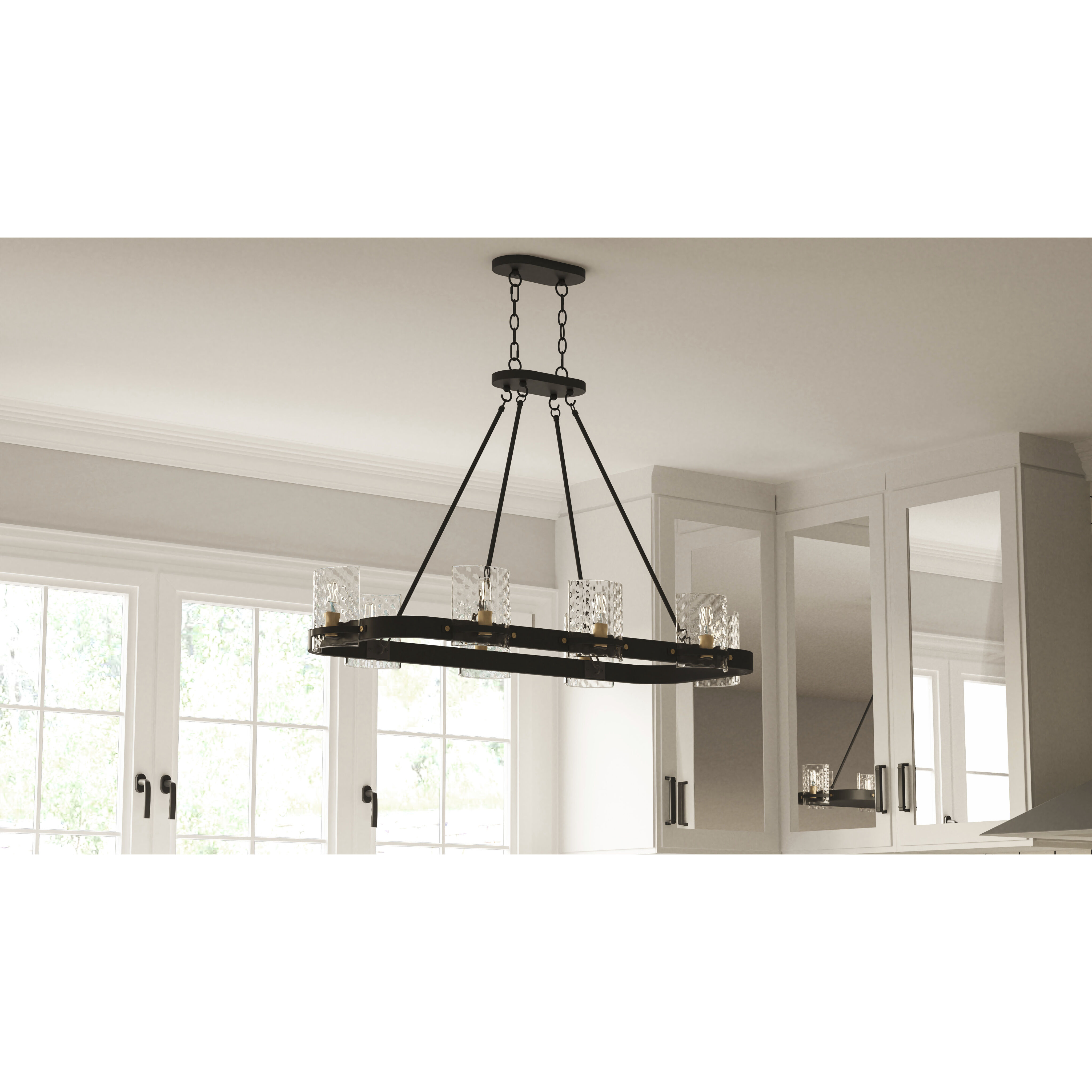 Gloucester 8 Light 42 inch Matte Black Linear Chandelier Ceiling Light, Medium