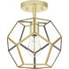 Kinslee 1 Light 10 inch Polished Brass Semi-Flush Mount Ceiling Light