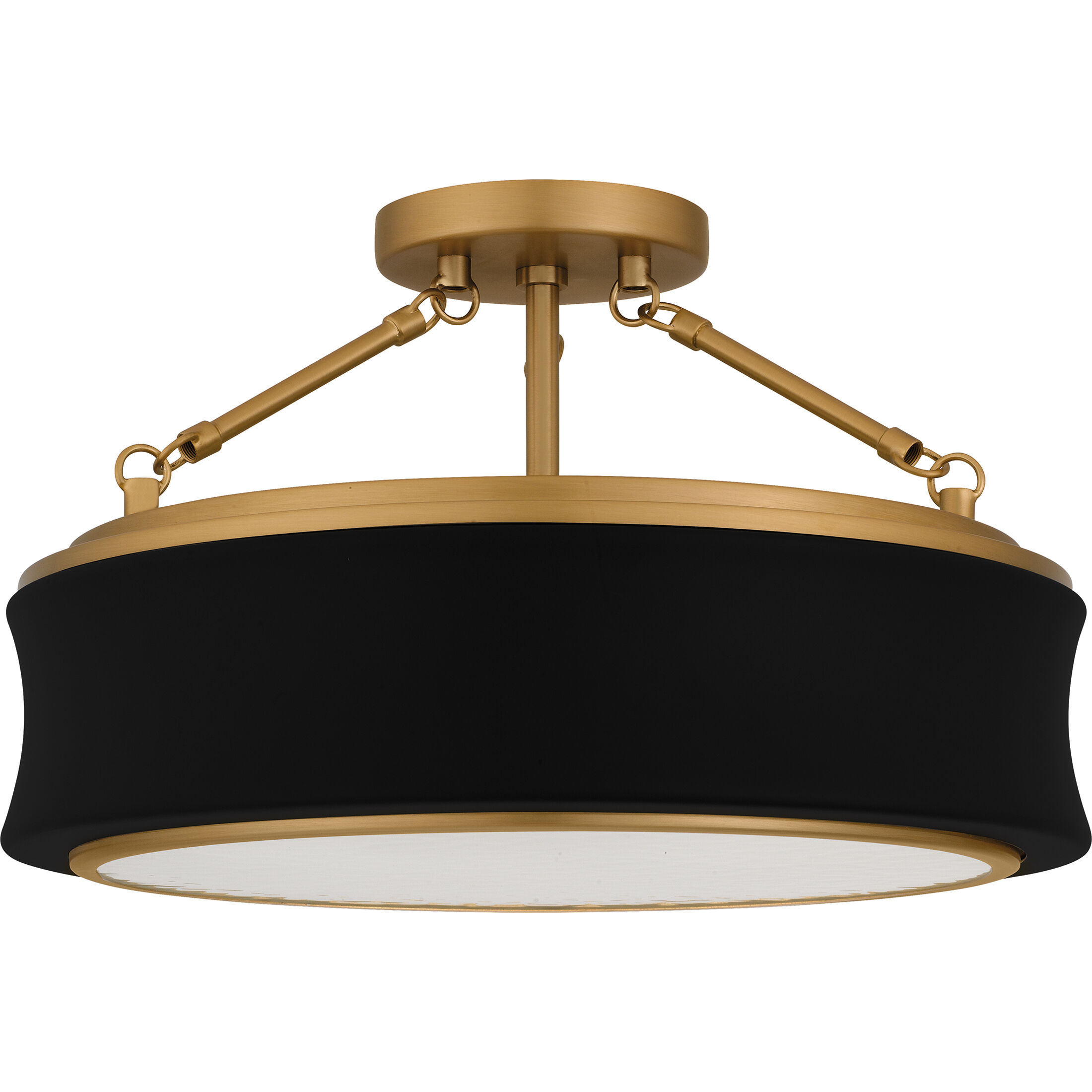 Dylan 3 Light 16 inch Matte Black Semi-Flush Mount Ceiling Light, Medium