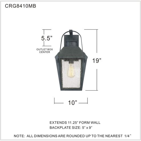 Carriage 1 Light 19 inch Mottled Black Outdoor Wall Lantern