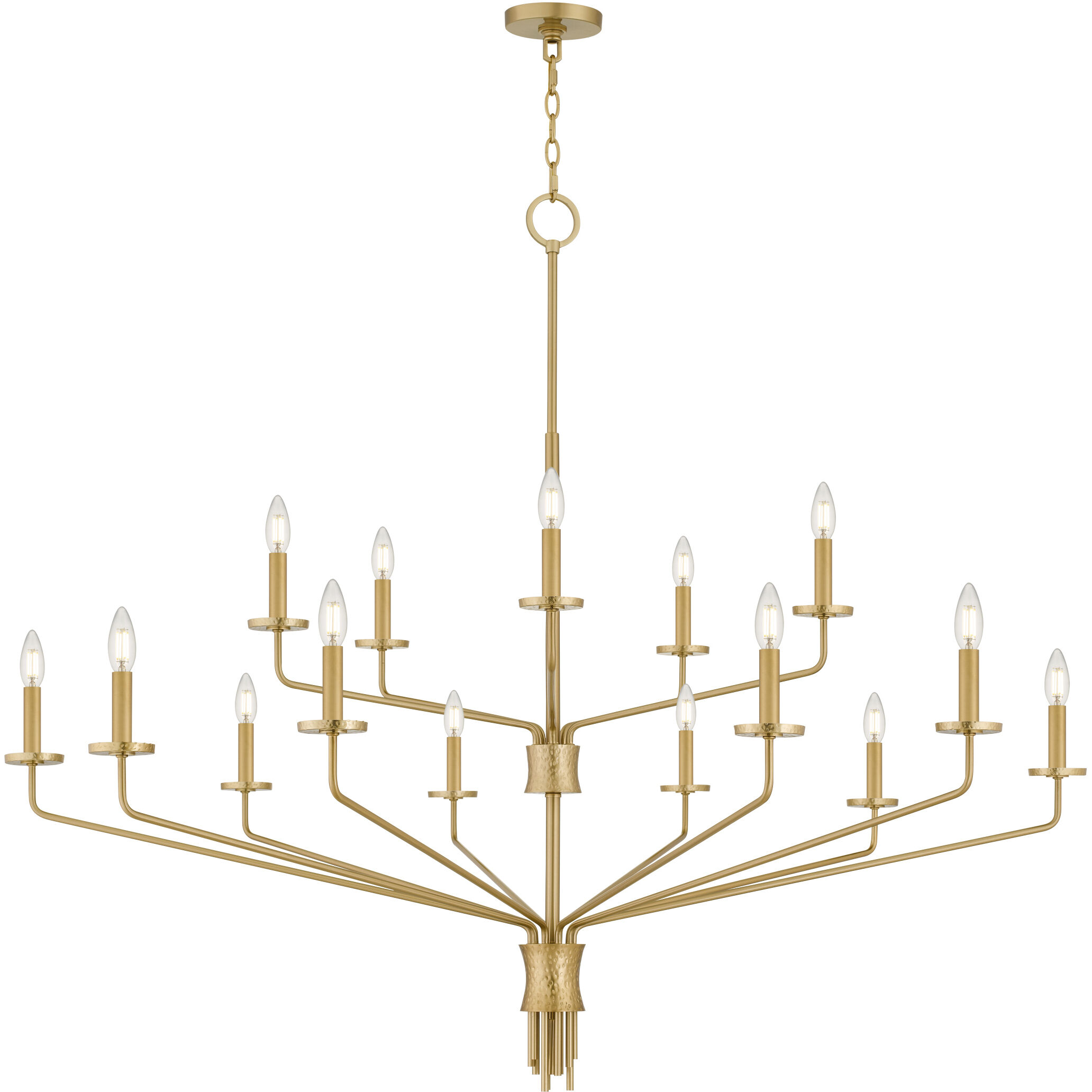 Alexander 15 Light 55 inch Brushed Gold Chandelier Ceiling Light