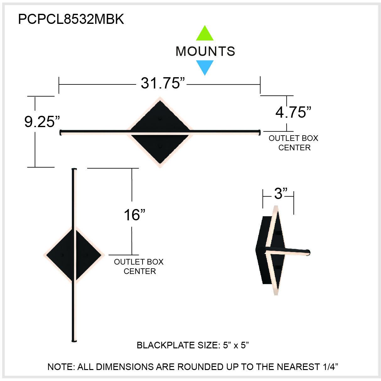 Parcelle LED 32 inch Matte Black Bath Light Wall Light